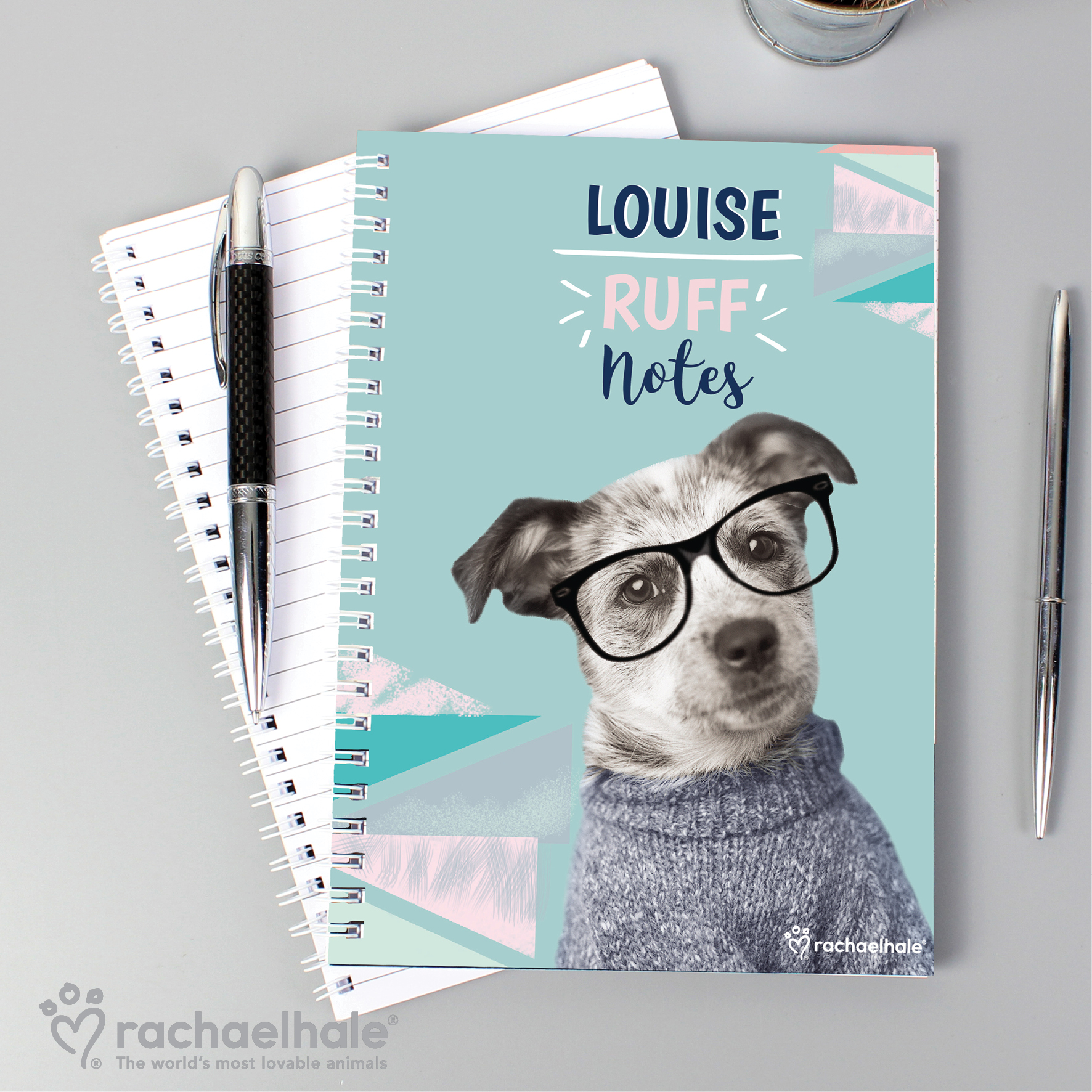 Personalised Rachael Hale Ruff Notes Dog A5 Notebook