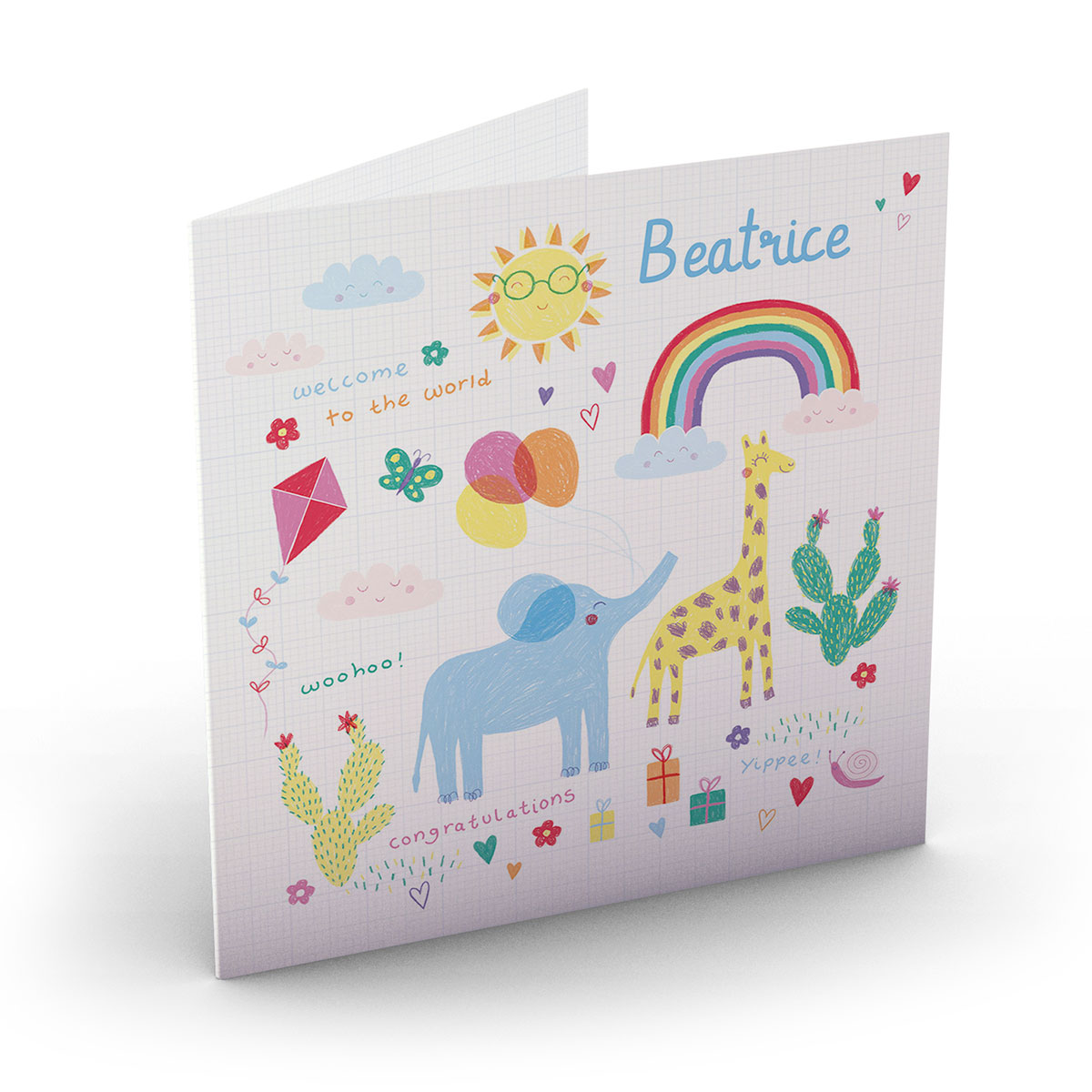 Personalised New Baby Card - Welcome To The World Rainbow