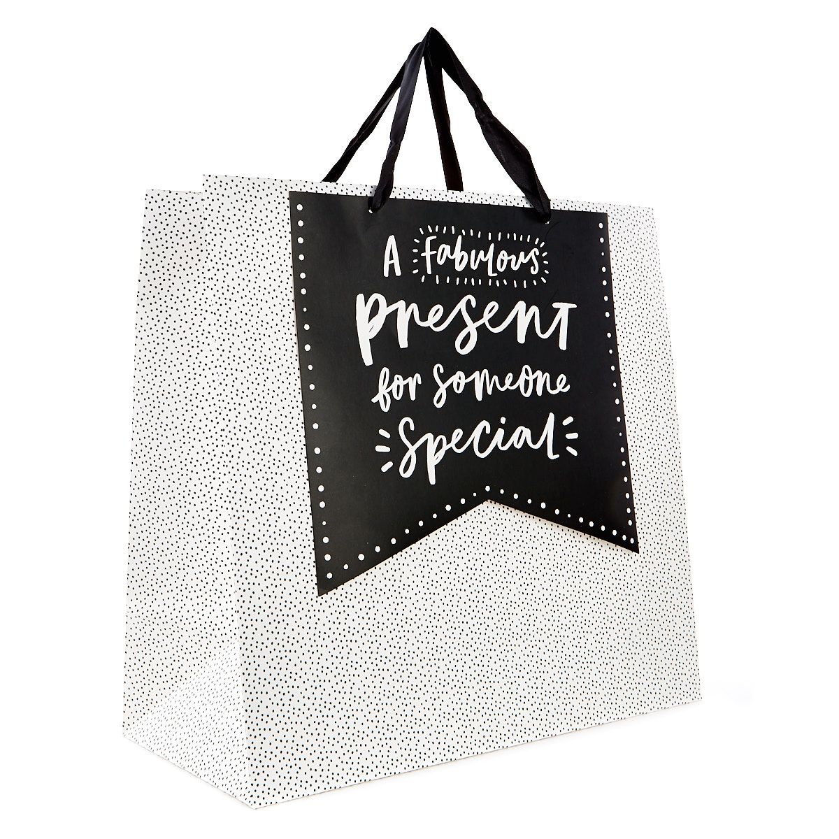 Extra Large Square Gift Bag - Black & White Spots, Fabulous Present