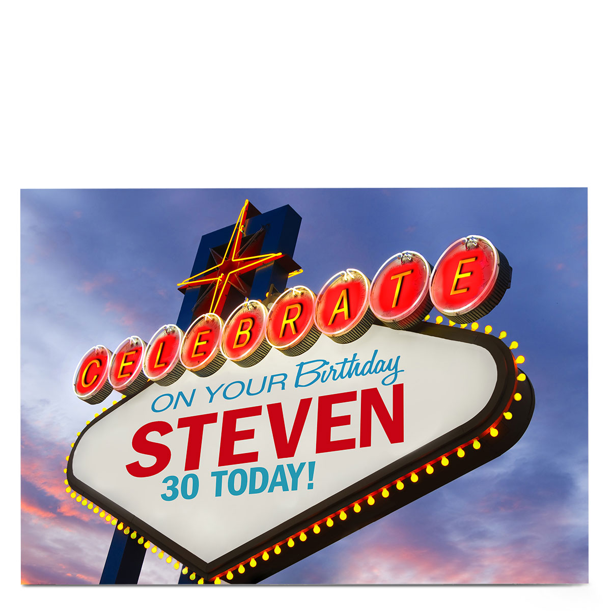 Personalised Birthday Card - Las Vegas, Editable Age