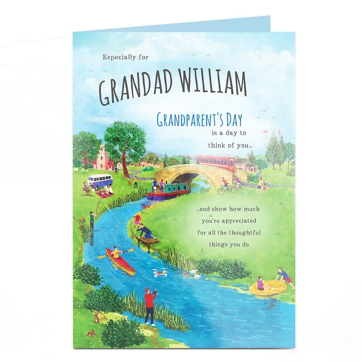 Personalised Grandparents Day Card - River Scene