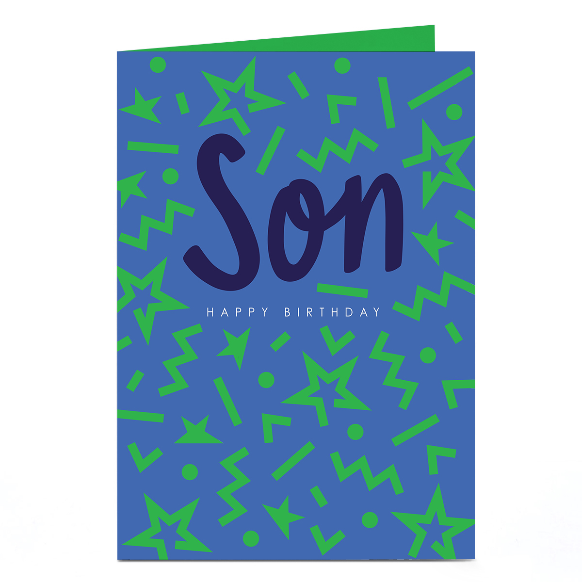 Birthday Card - Blue and Green Squiggles, Son