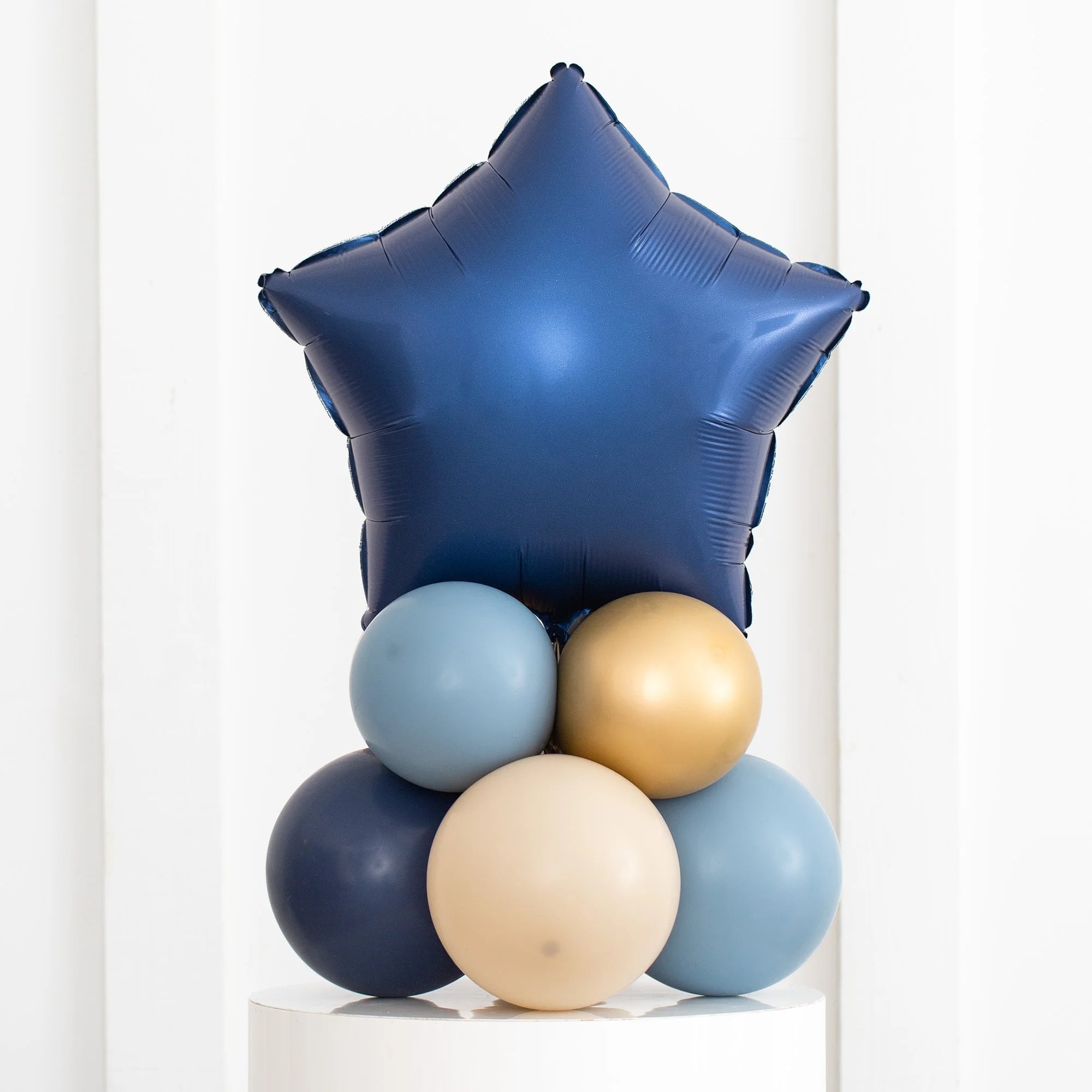 Navy Personalised 20-Inch Star Foil Balloon Stack - Delivered Inflated!