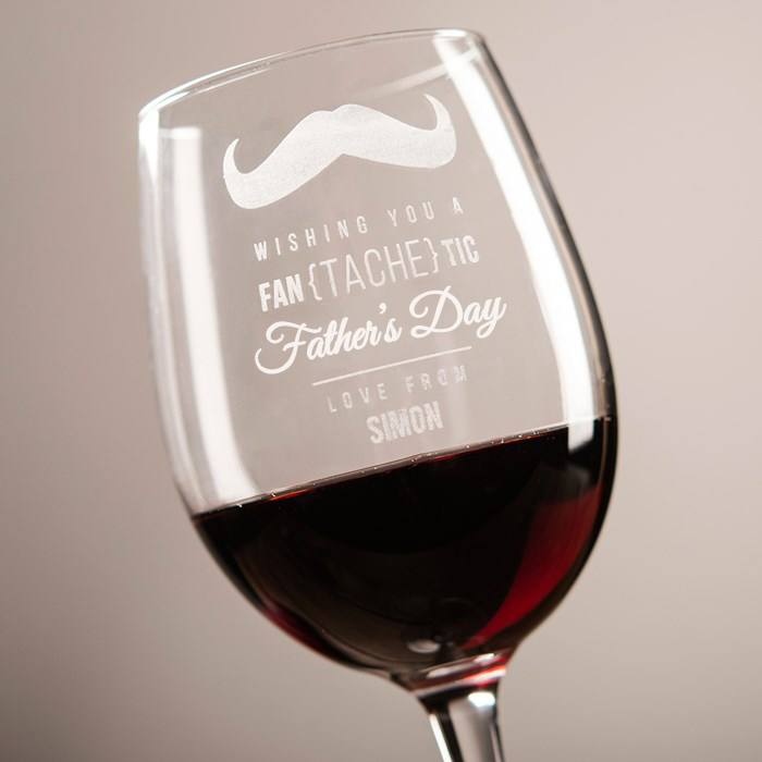 Personalised Fan{tache}tic Father's Day Wine Glass