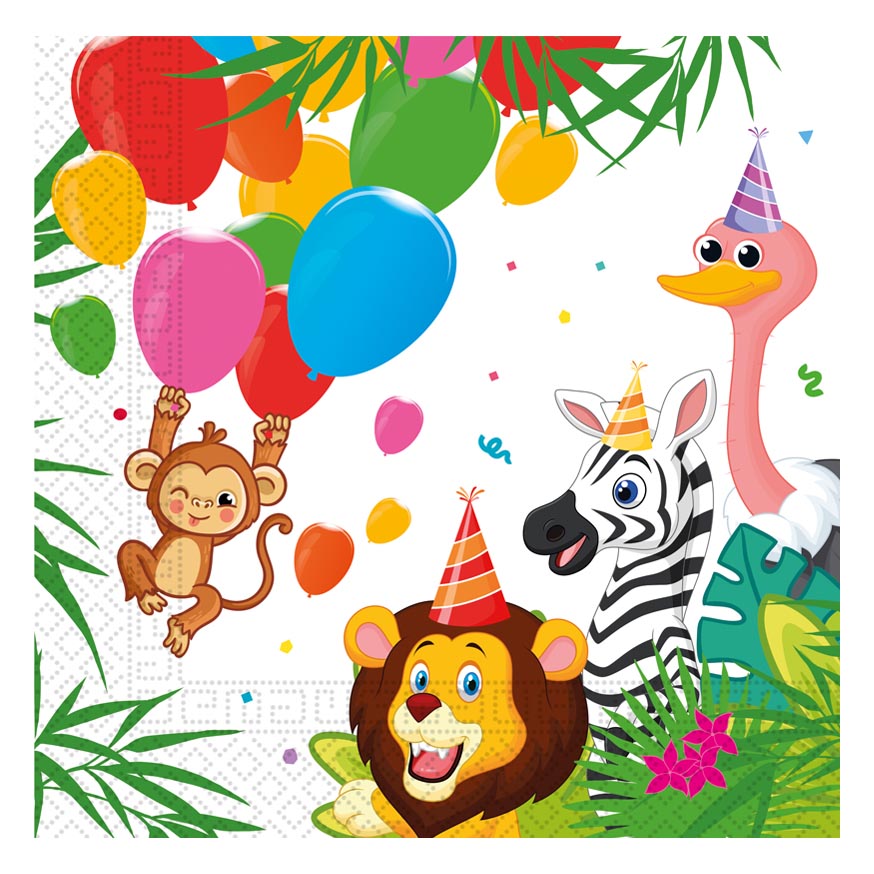 Jungle Balloons Party Tableware & Decorations Bundle - 16 Guests