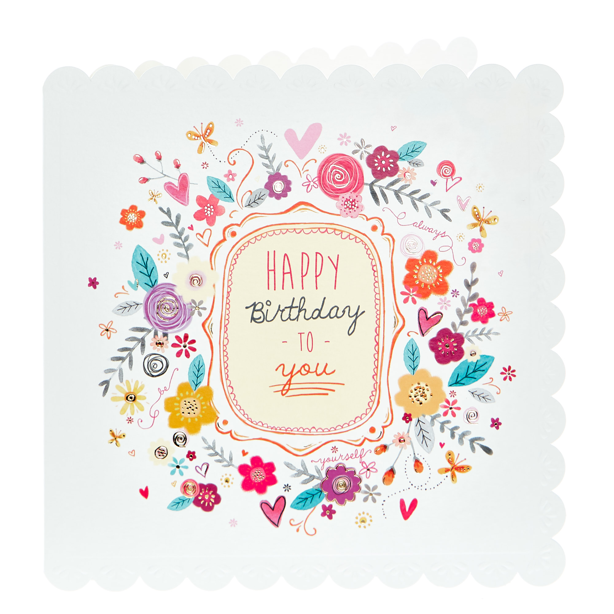 Birthday Card - Pretty Floral Border