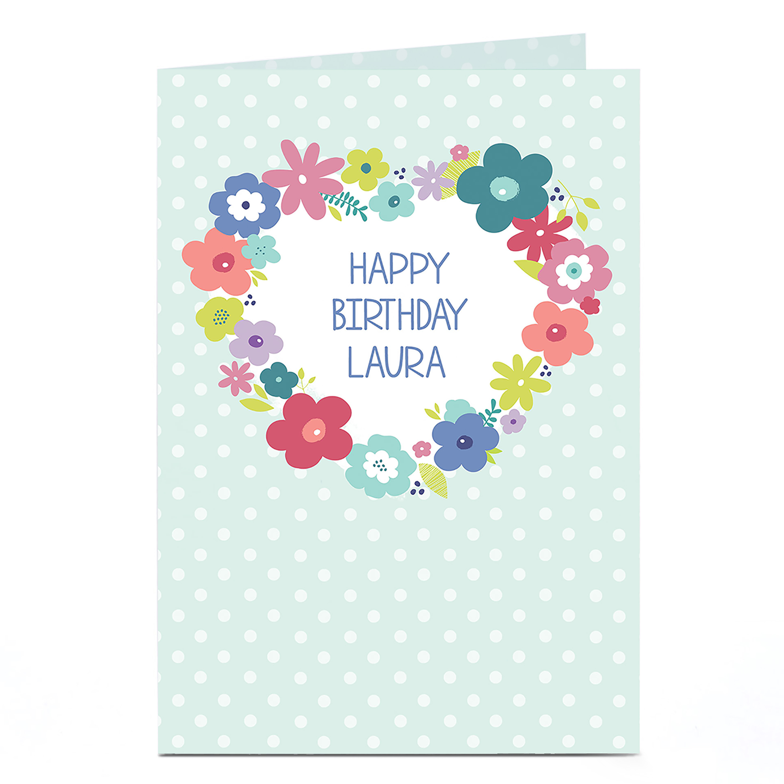 Personalised Birthday Card - Love Heart Flower Wreath