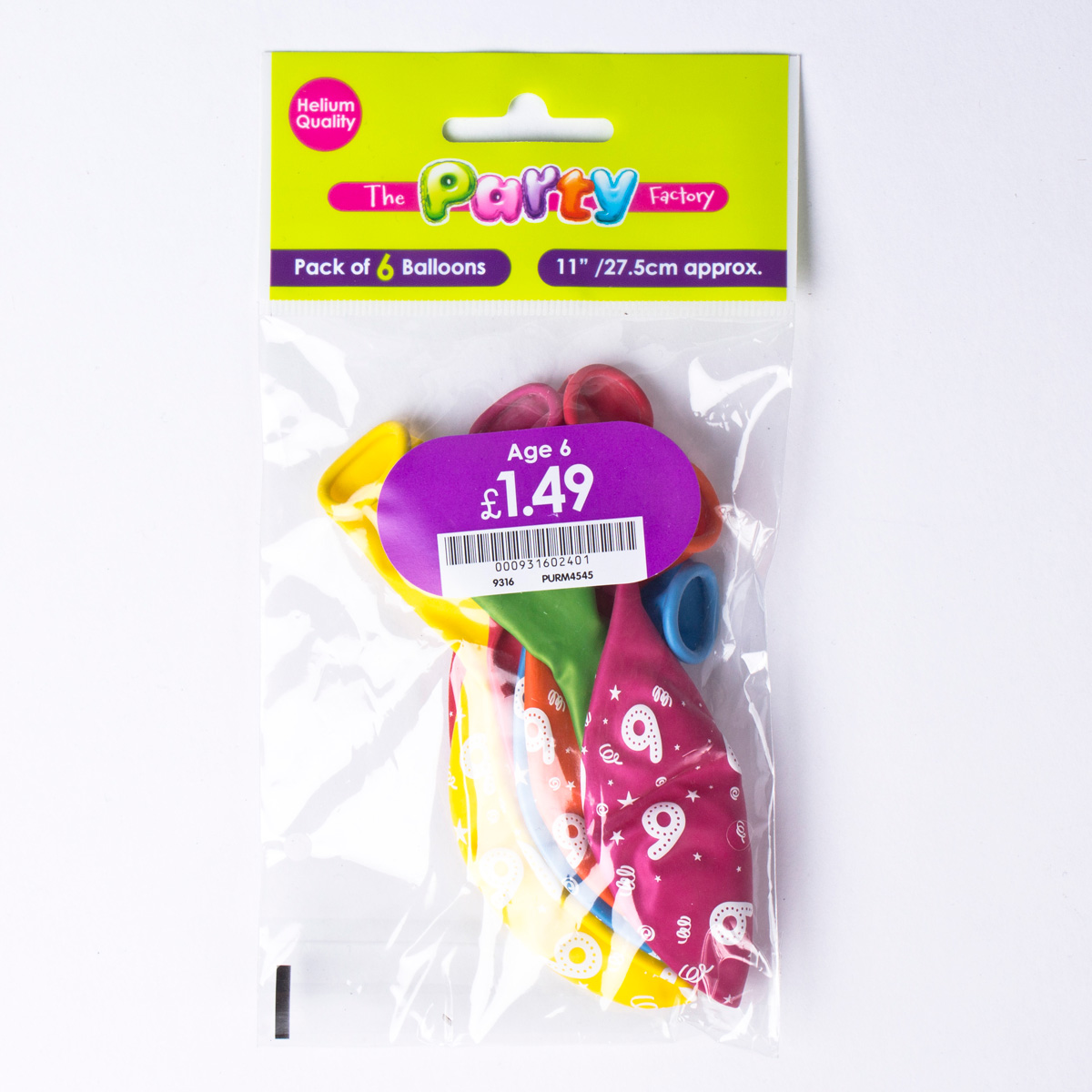 Multicoloured 6th Birthday Helium Latex Balloons - Pack Of 6 