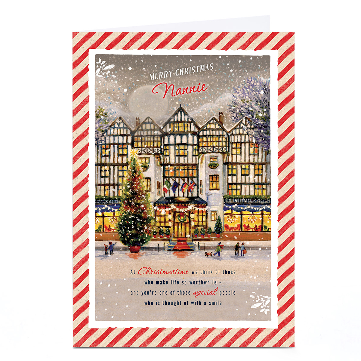 Personalised Christmas Card - Snowy Village Scene, Nannie