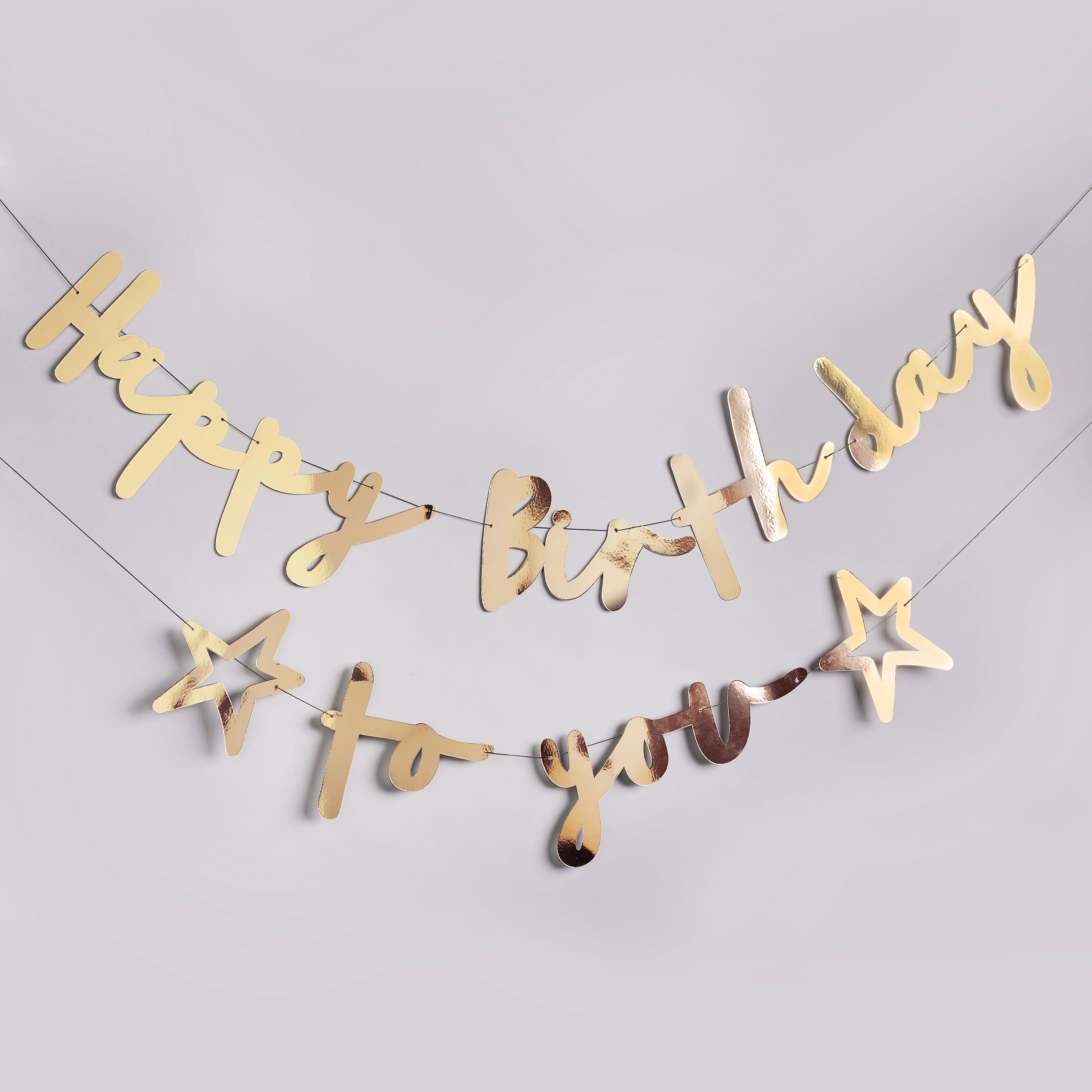Metallic Gold Happy Birthday To You Card Banner x2 2m