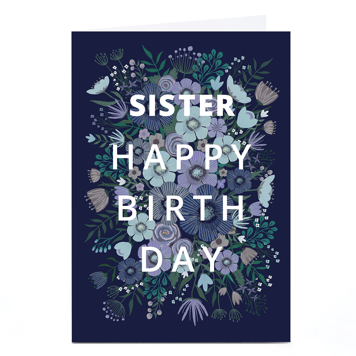 Personalised Dalia Clark Birthday Card -  Blue Floral Burst 