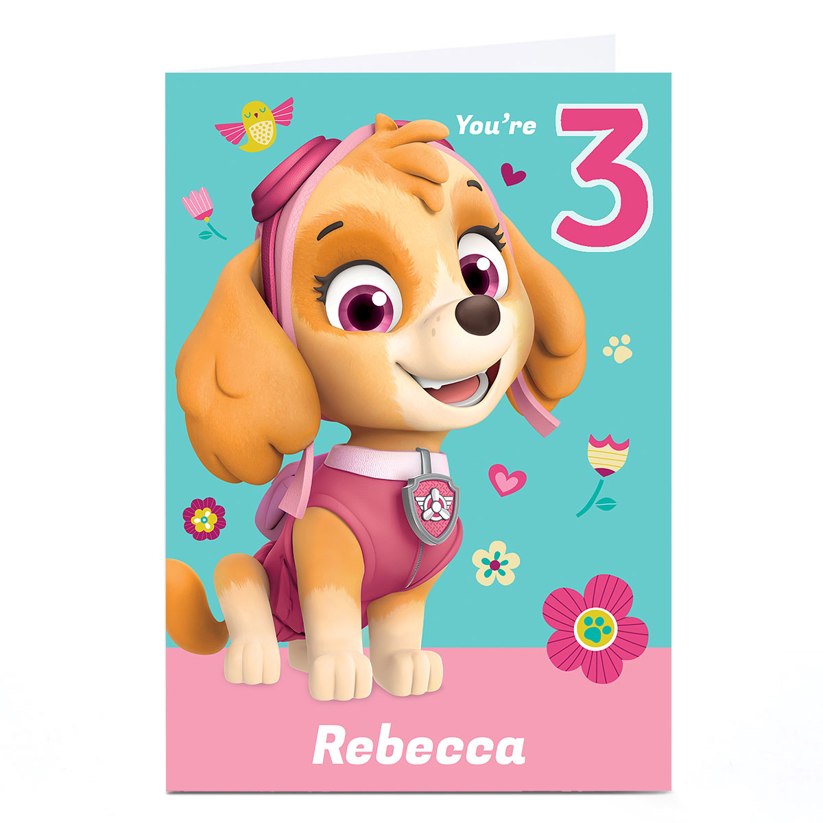 Personalised Paw Patrol Birthday Card - Skye, Name & Age