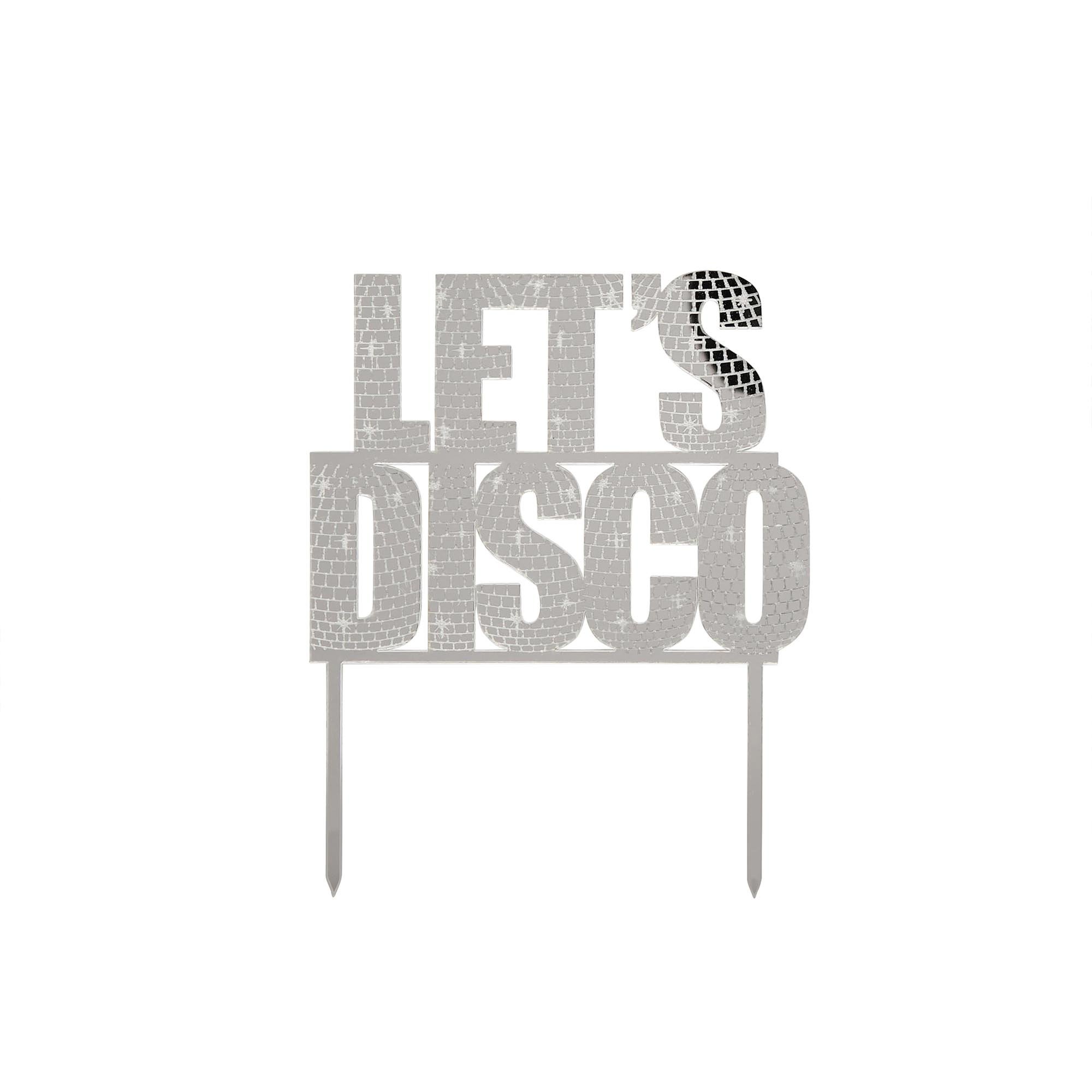 Silver Let's Disco Acrylic Cake Topper