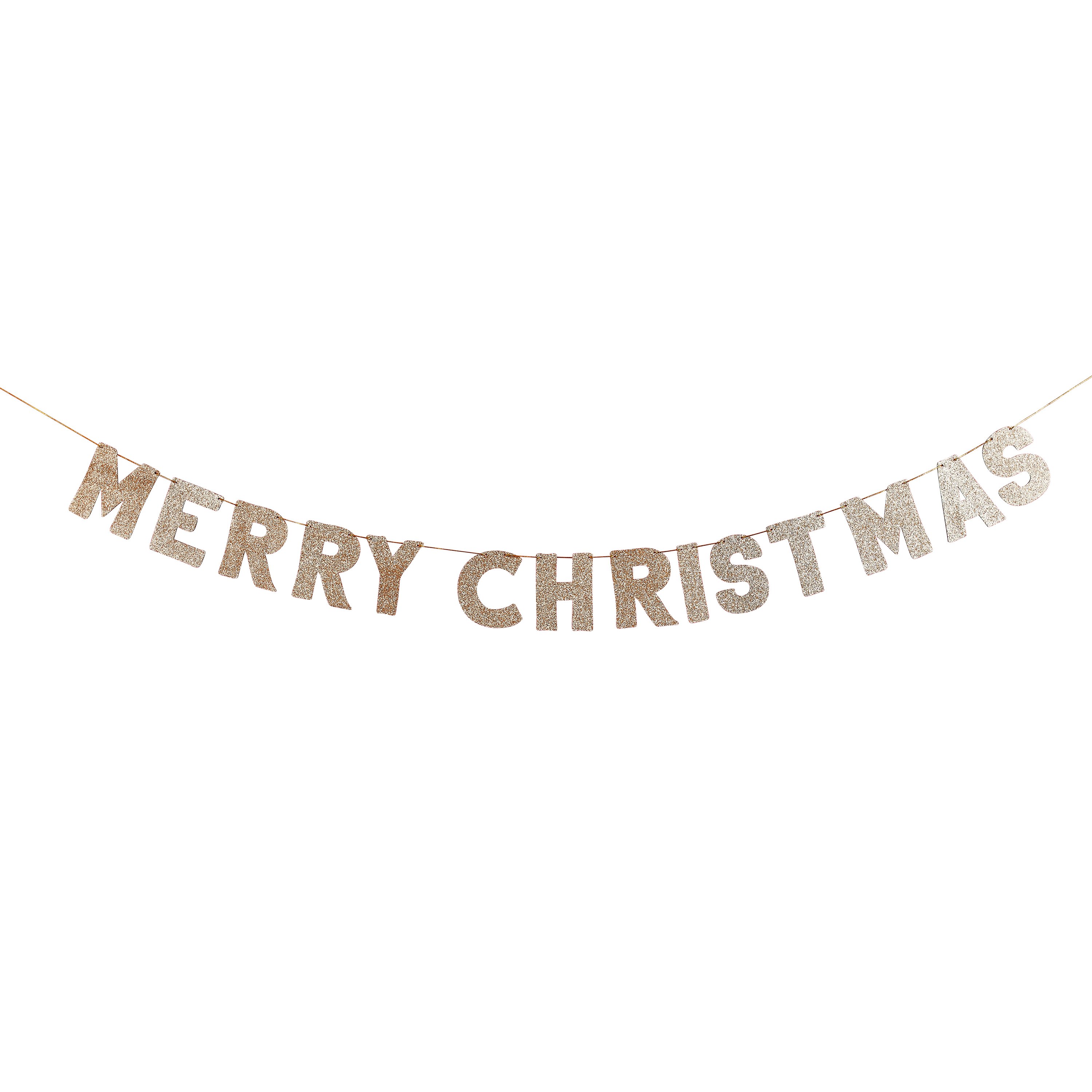 Gold Glitter Merry Christmas Wooden Banner 2m