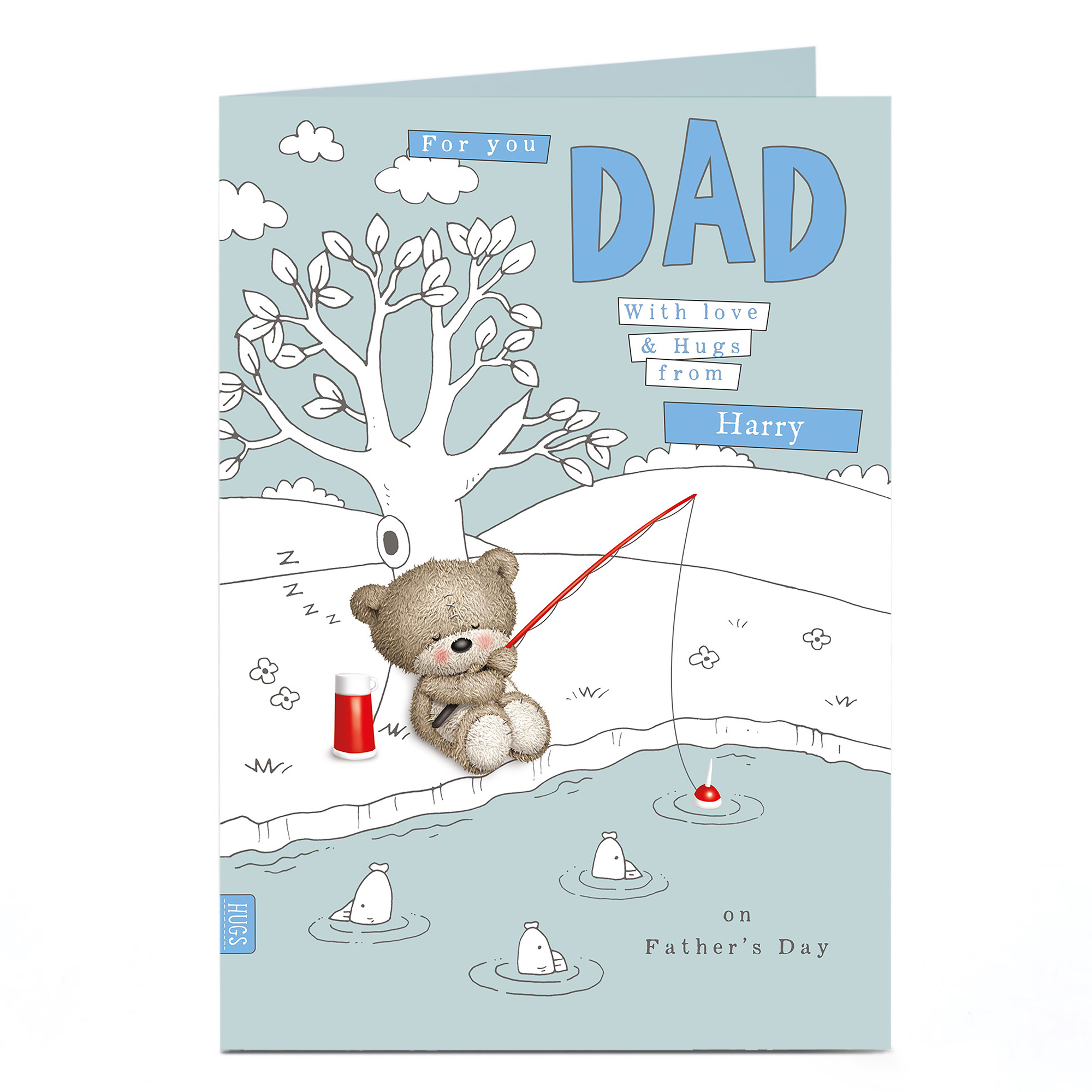 Hugs Personalised Father's Day Card - Fishing Bears Dad