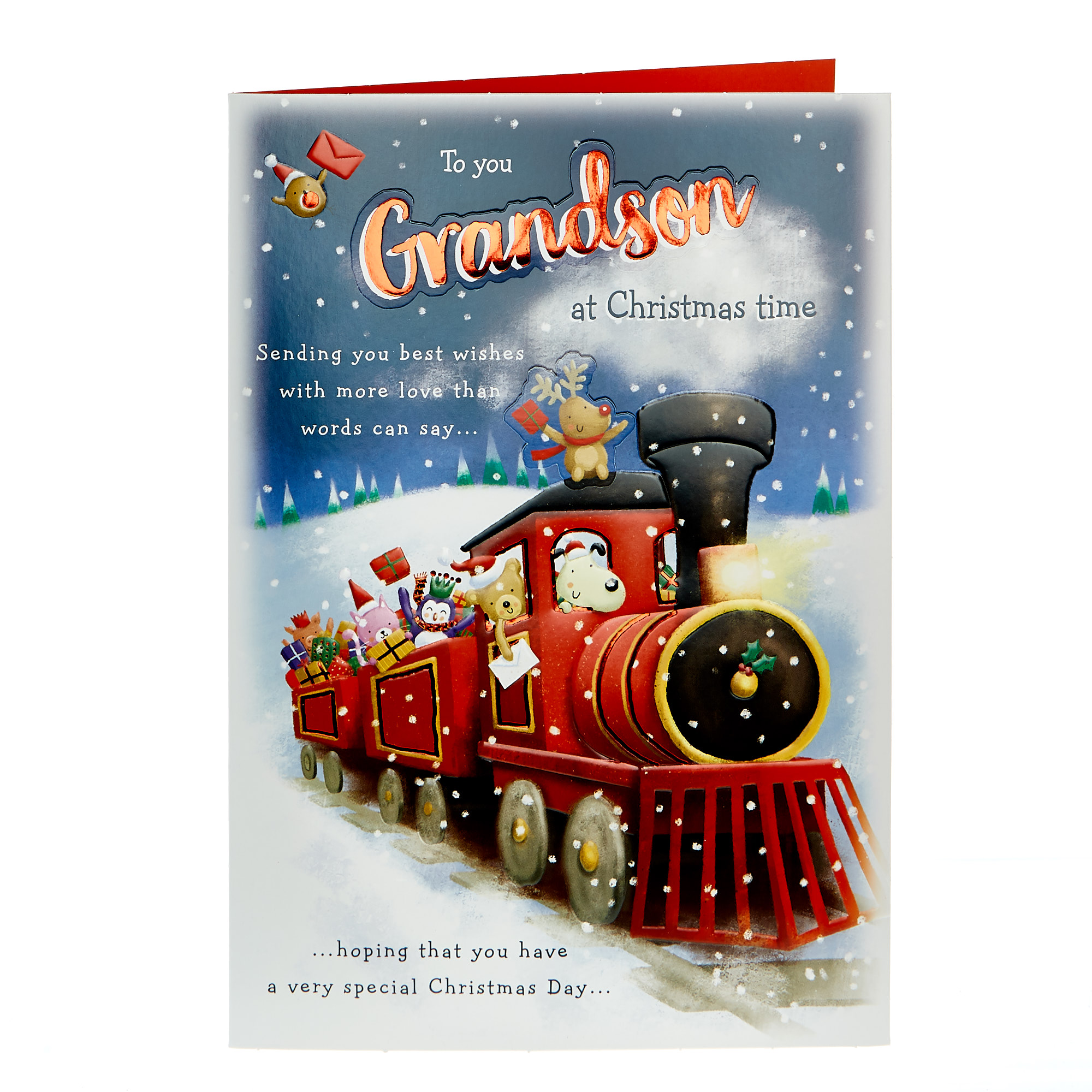Christmas Card - For You Grandson Train