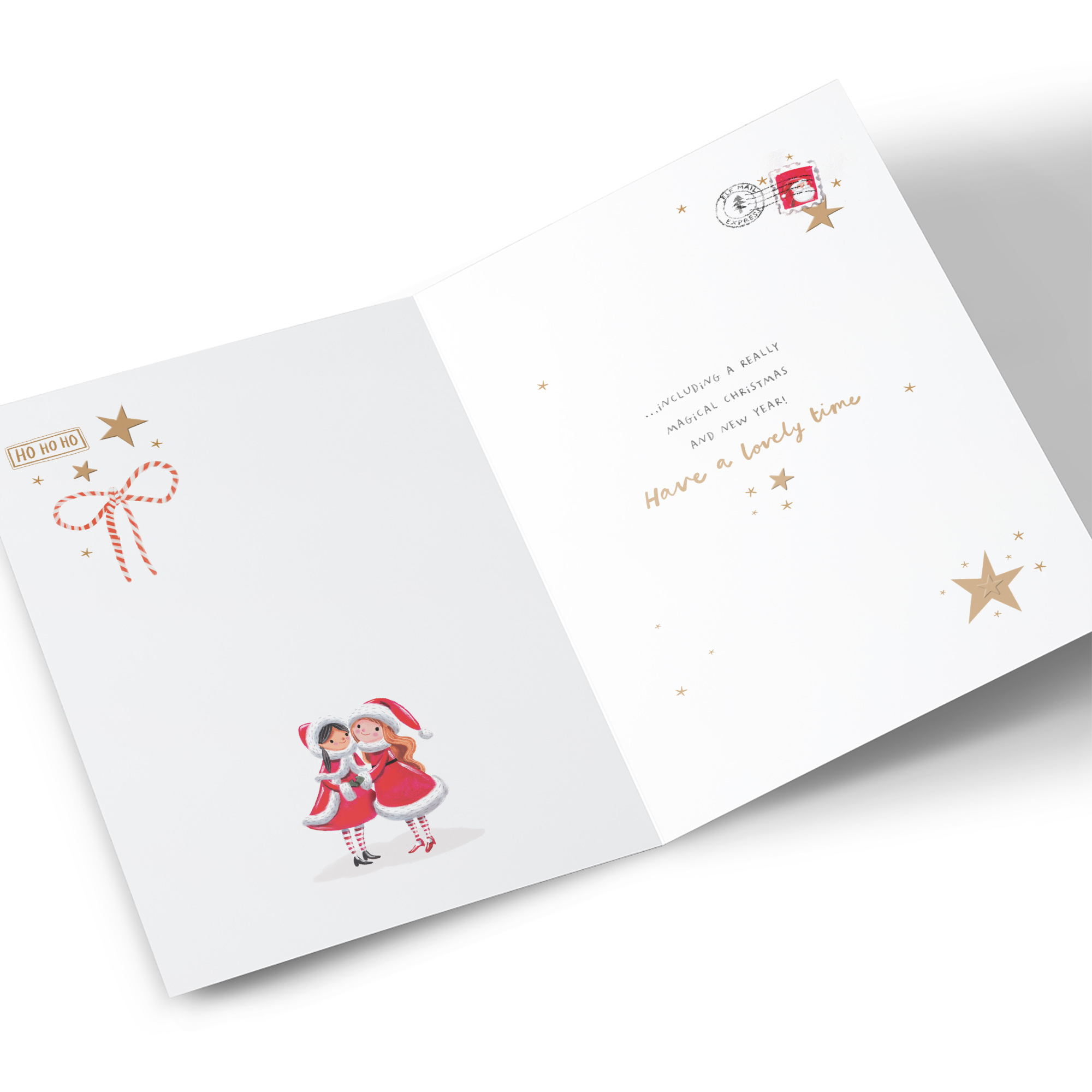 Christmas Card - Ice Skating Couple, Sister & Fiancee