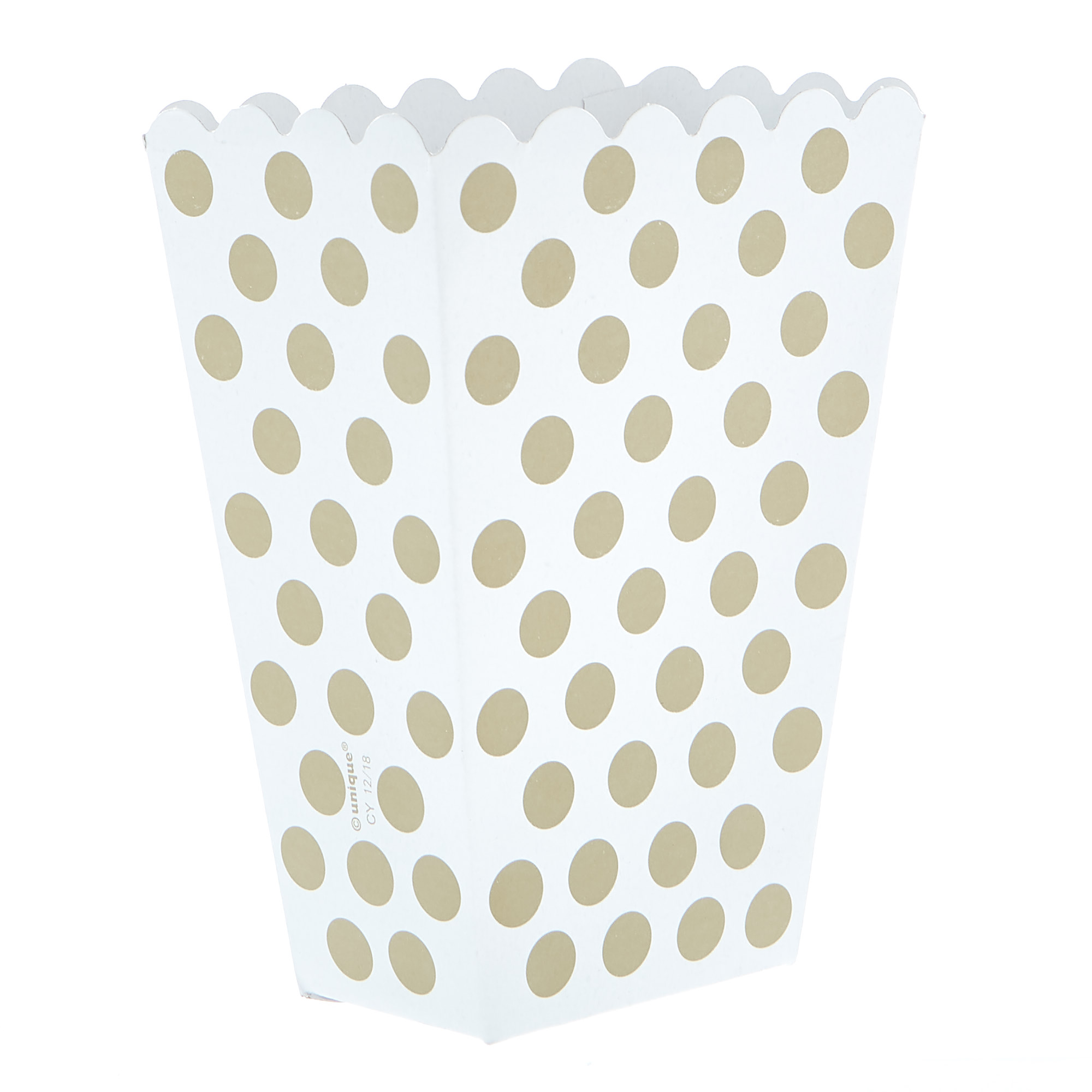 Gold & White Dotty Treat Boxes - Pack Of 8