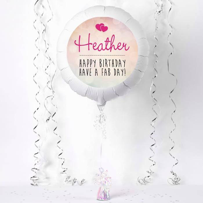 Personalised Large Helium Balloon - Happy Birthday, Pink Hearts