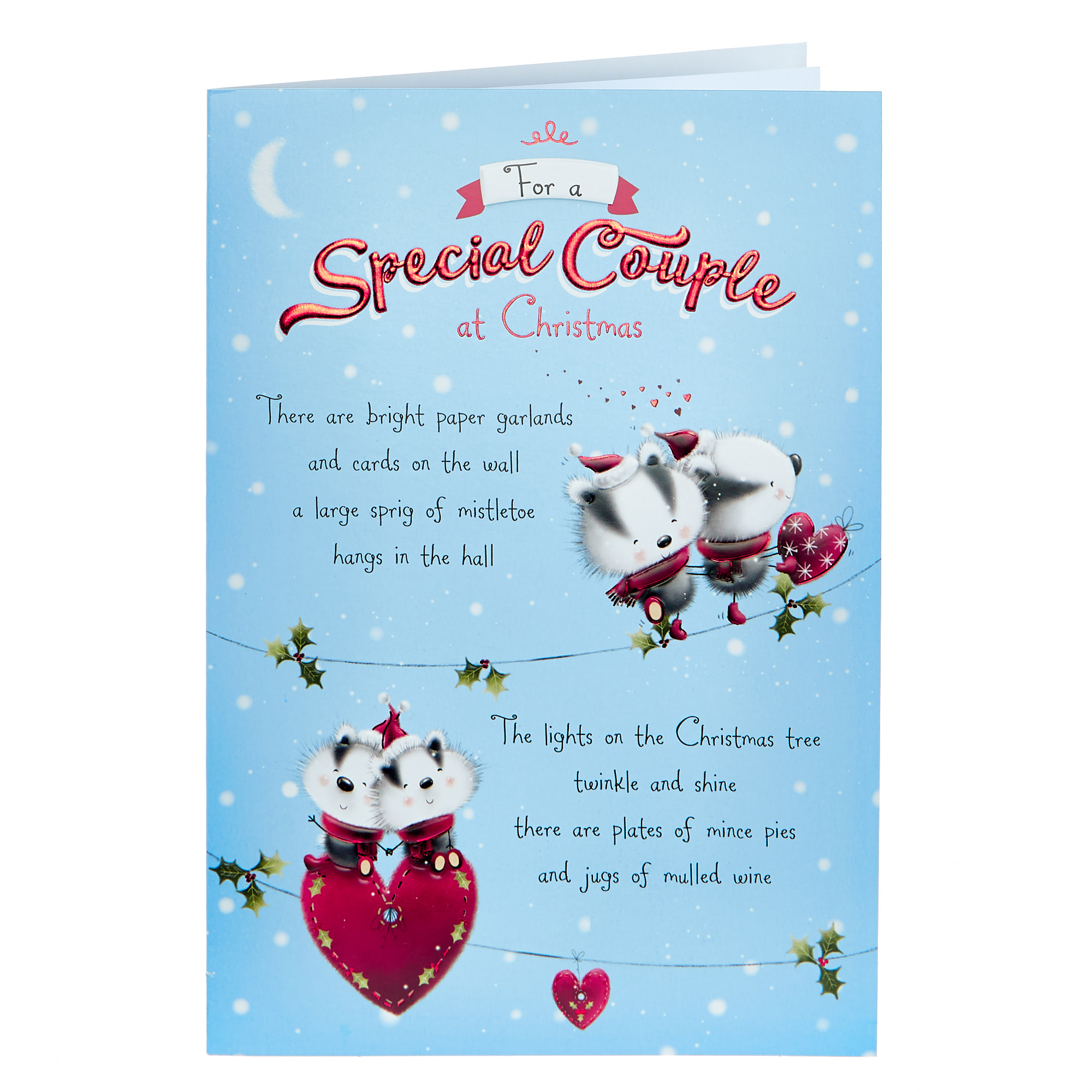 Christmas Card - For A Special Couple, Badgers 