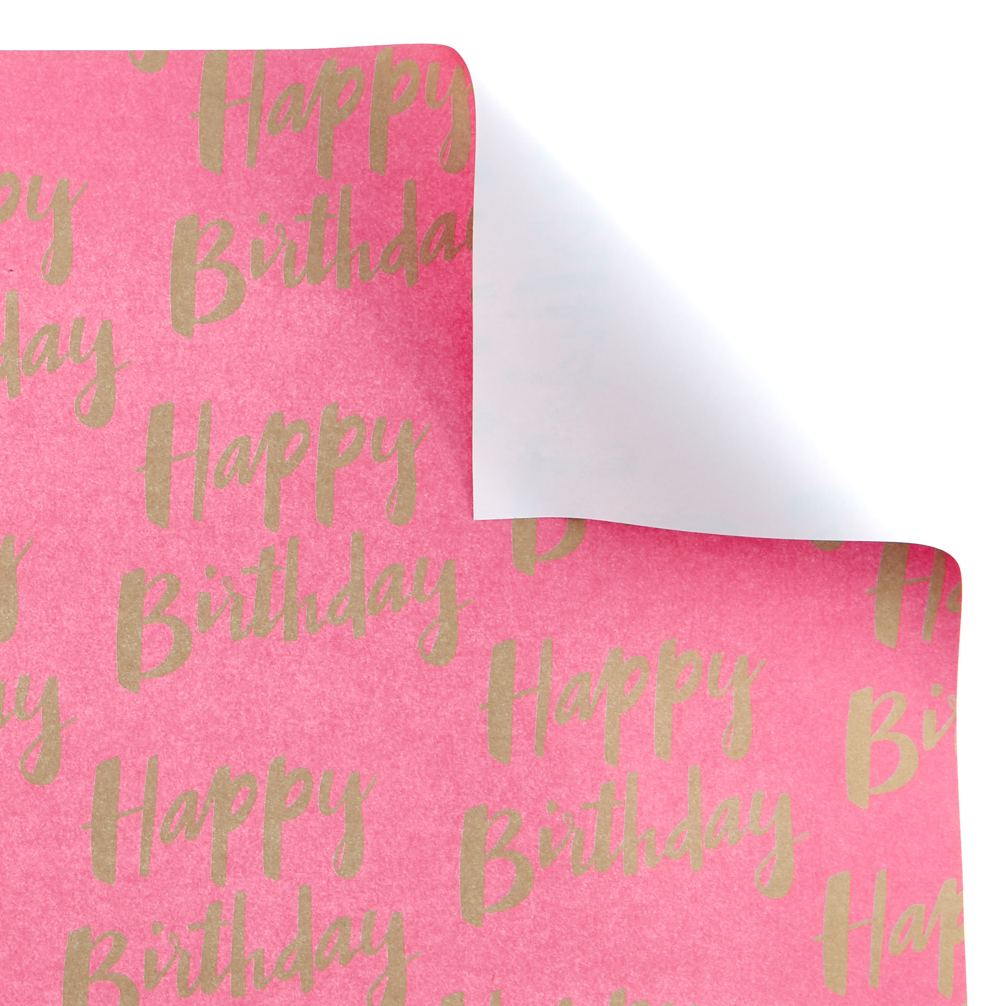 Pink Happy Birthday Wrapping Paper - 1 Sheet