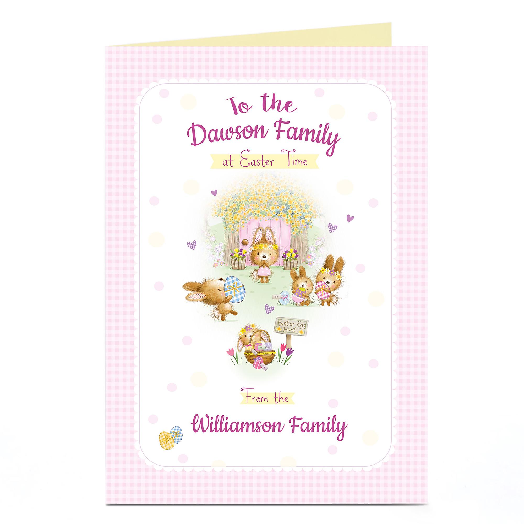 Personalised Easter Card - Family Bunnies