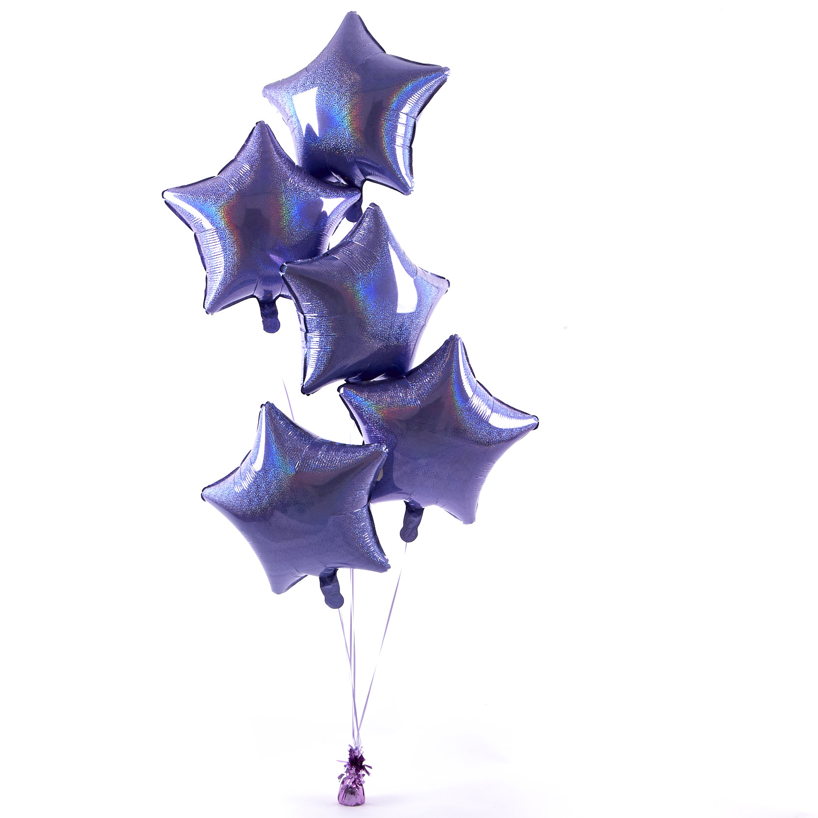 5 Lilac Stars Balloon Bouquet - DELIVERED INFLATED!