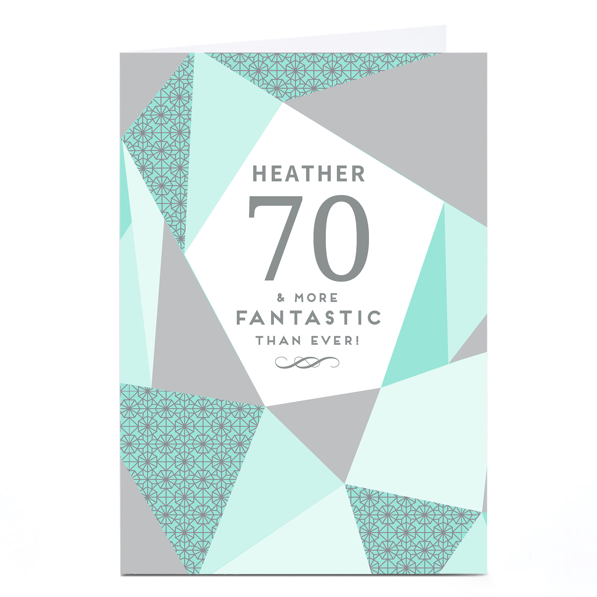 Personalised 70th Birthday Card - Geometric Mint