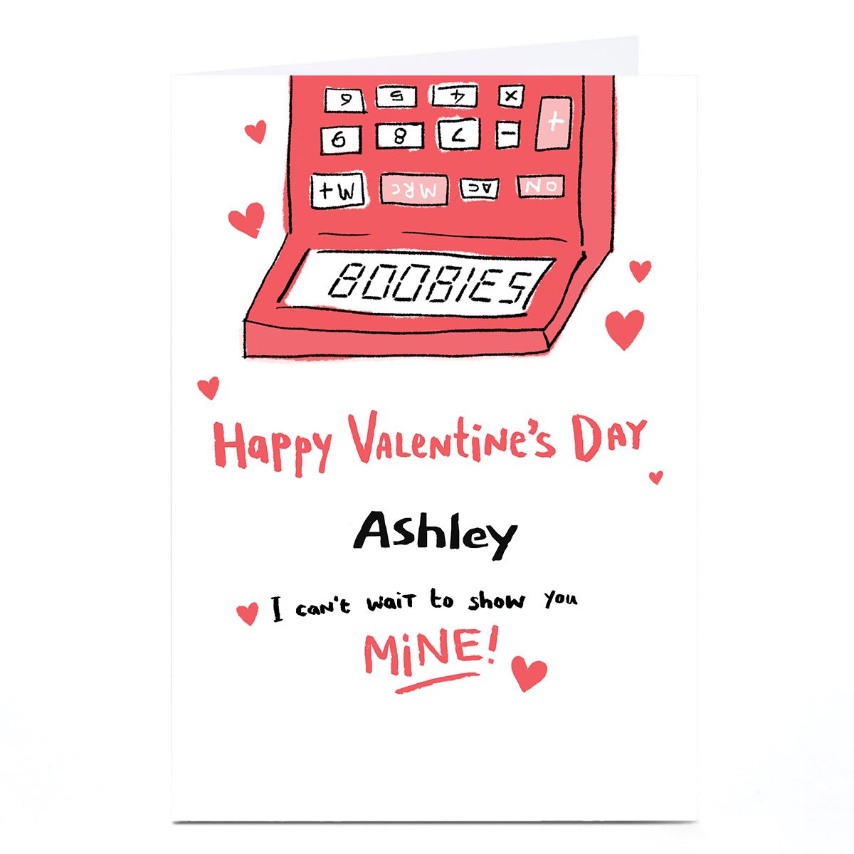 Personalised Hew Ma Valentine's Day Card - Calculator