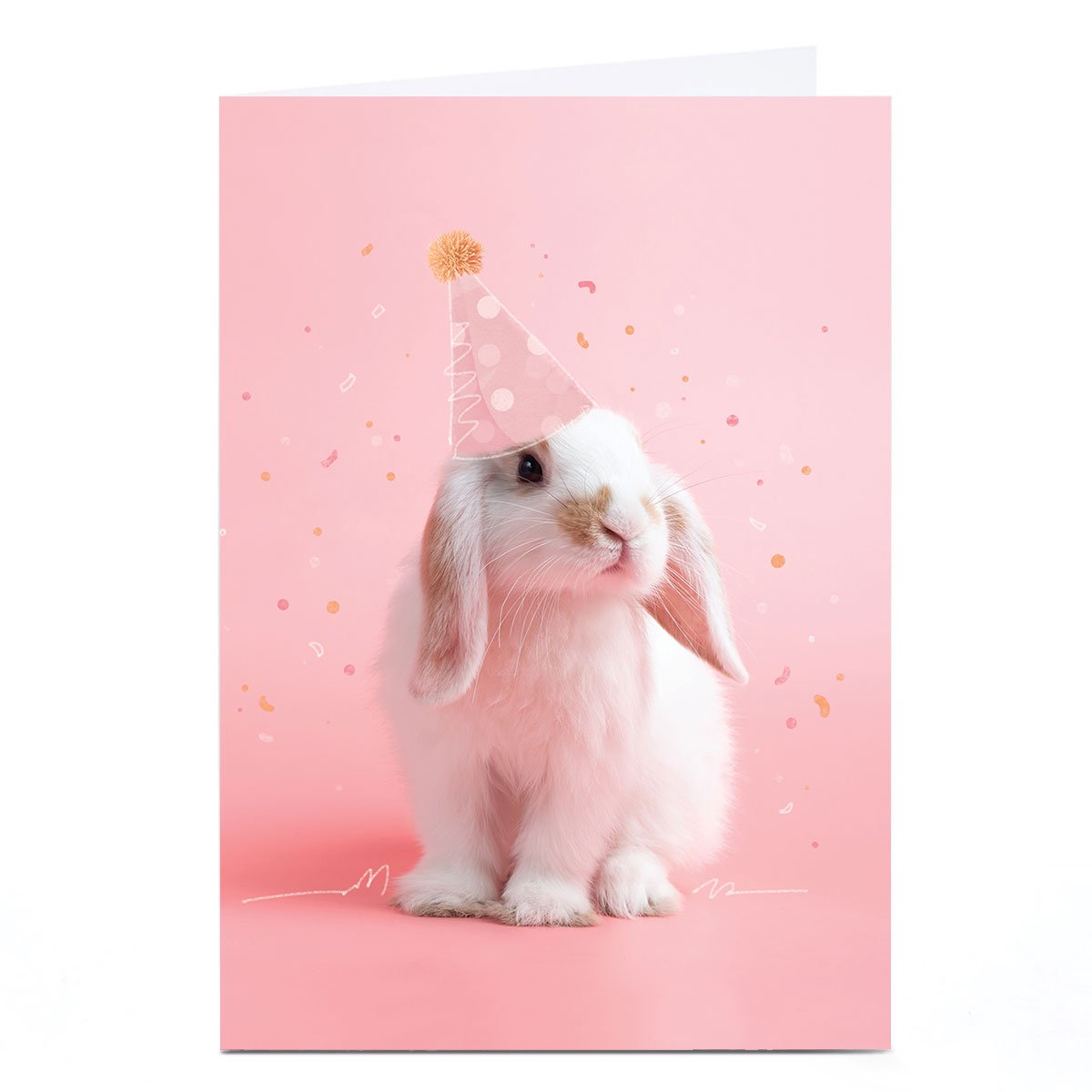 Personalised Birthday Card - Rabbit in party hat