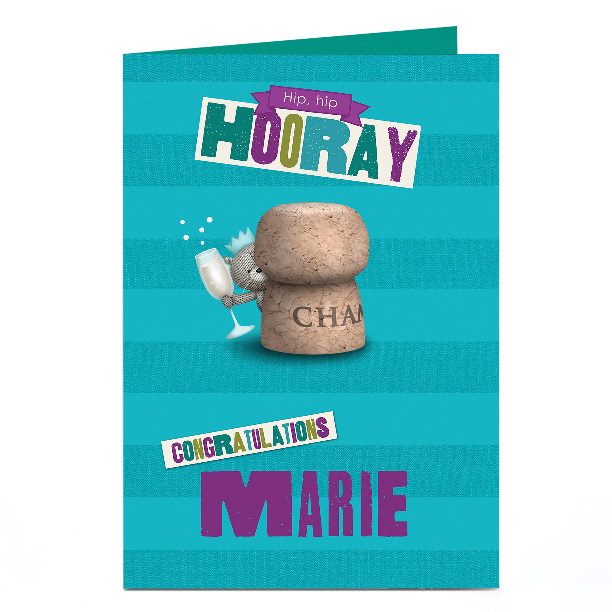 Personalised Hugs Bear Congratulations Card - Hip Hip Hooray
