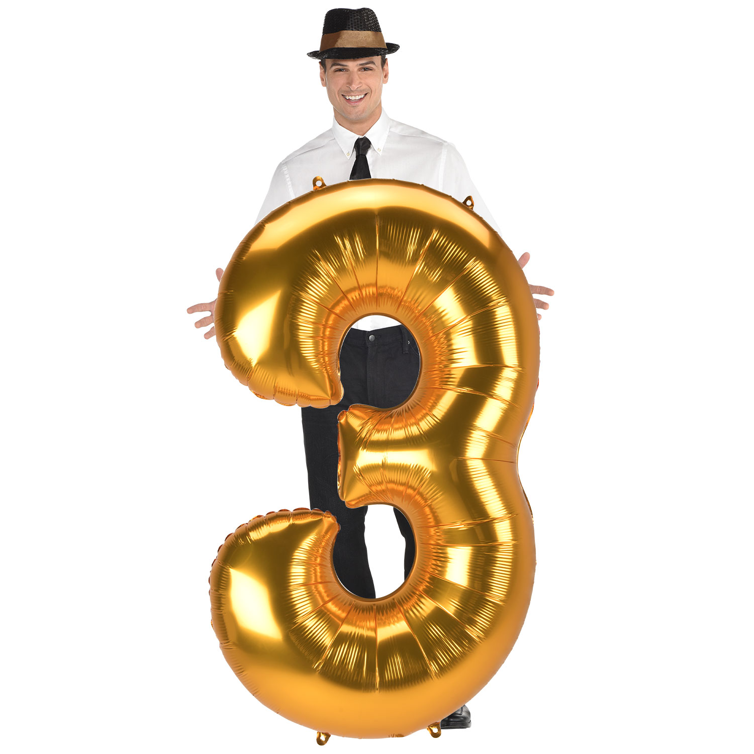 JUMBO 53-Inch Gold Foil Number 3 Balloon (Deflated) 