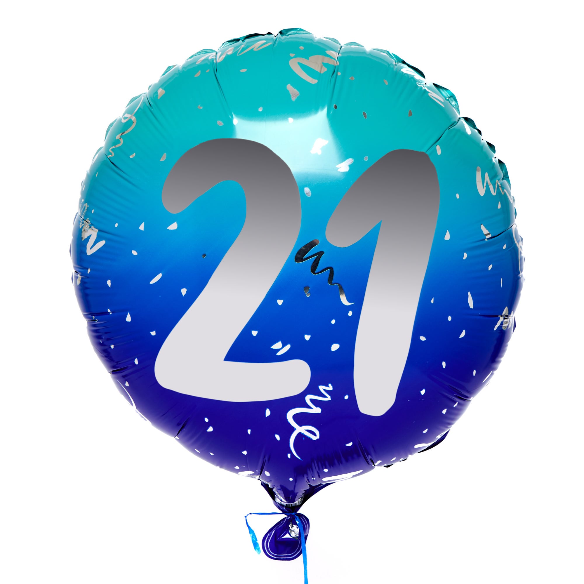 Blue Ombre 21st Birthday 18-Inch Foil Helium Balloon