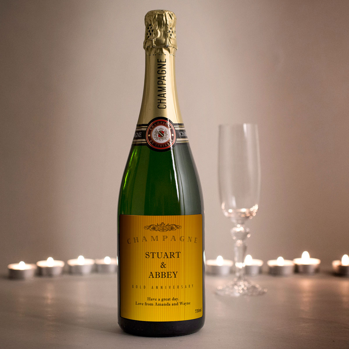 Luxury Personalised Champagne - Gold Anniversary