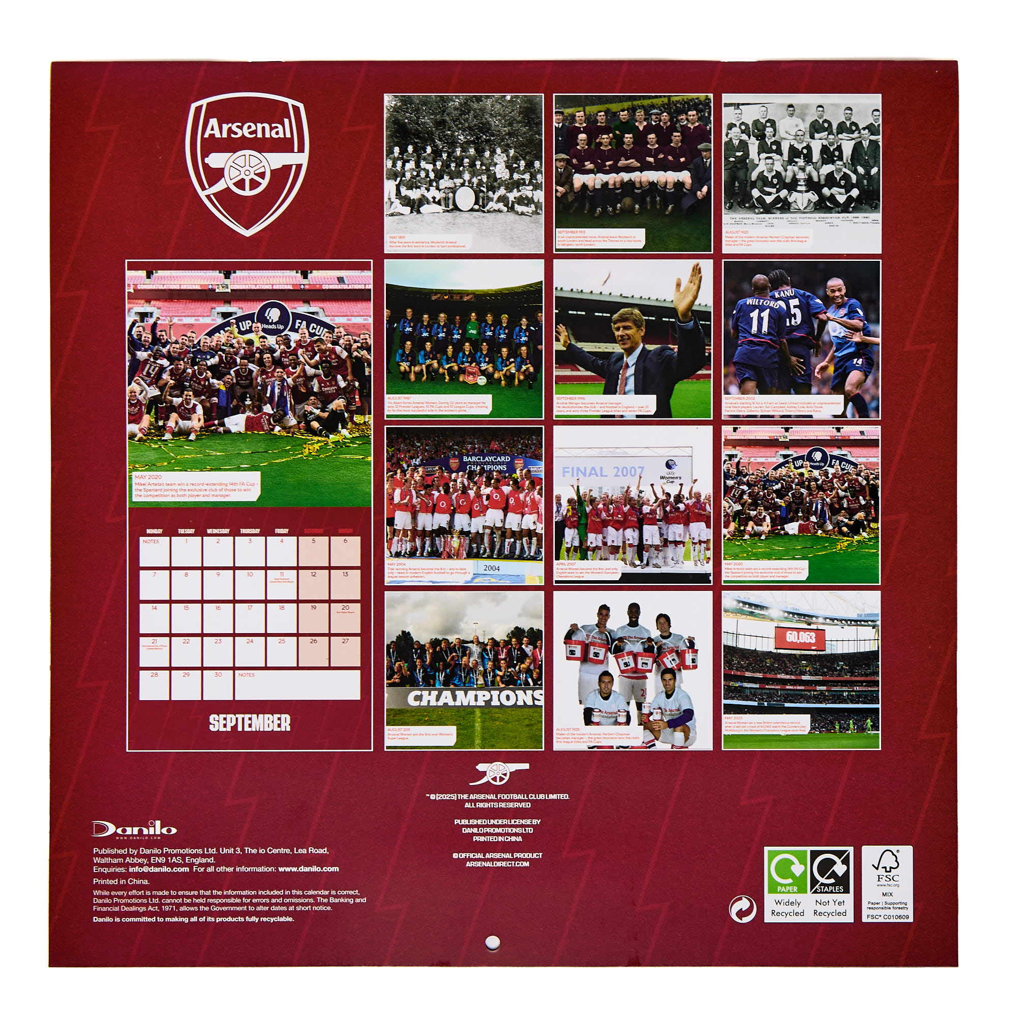 Arsenal 2026 Calendar & Diary Musical Gift Box