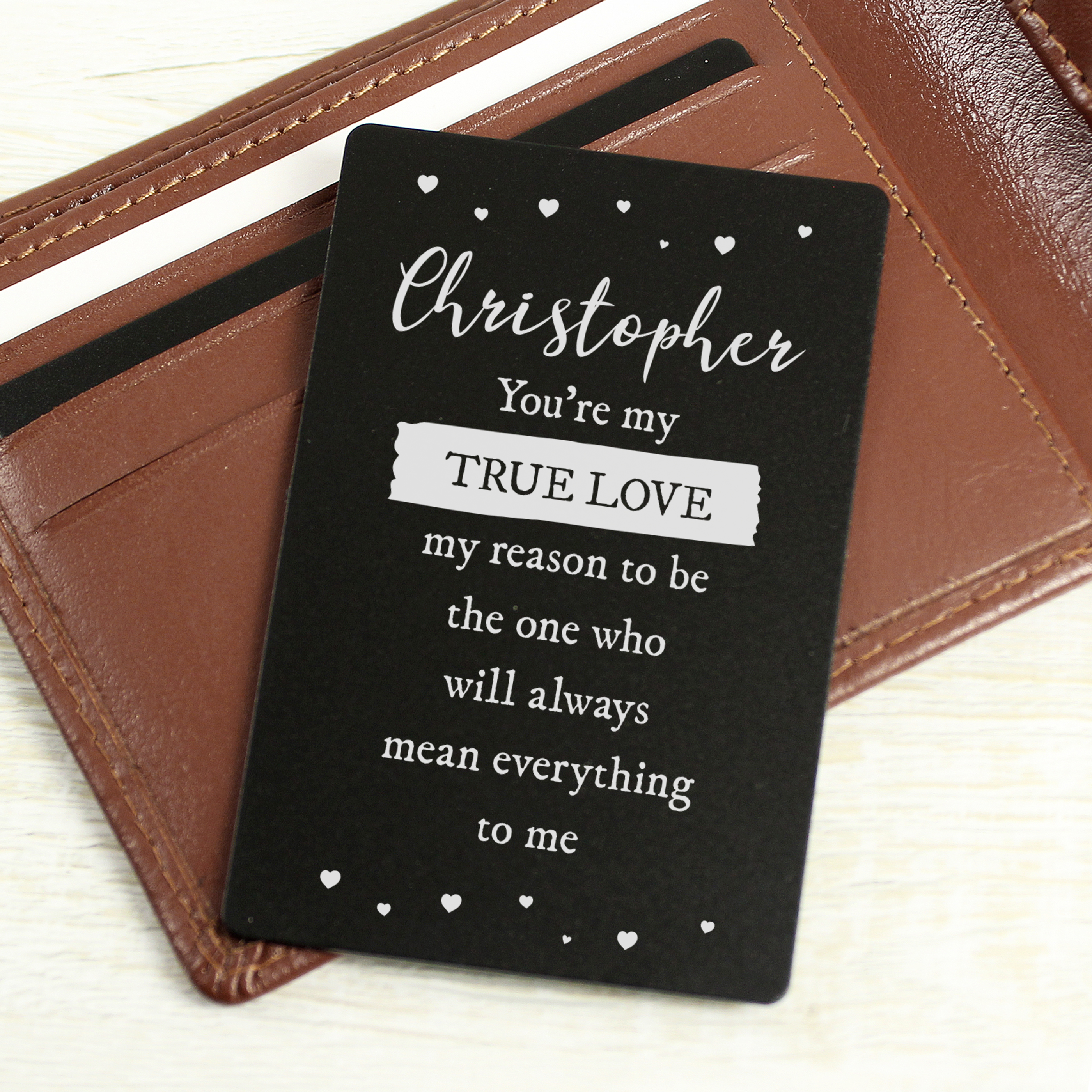 Personalised True Love Black Metal Wallet Card