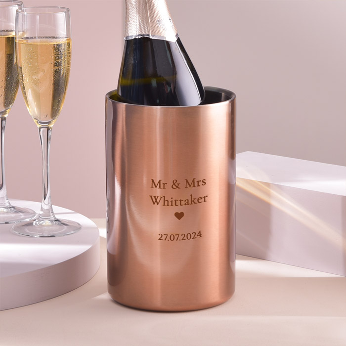 Personalised Engraved Wine Cooler Bucket - Love Heart