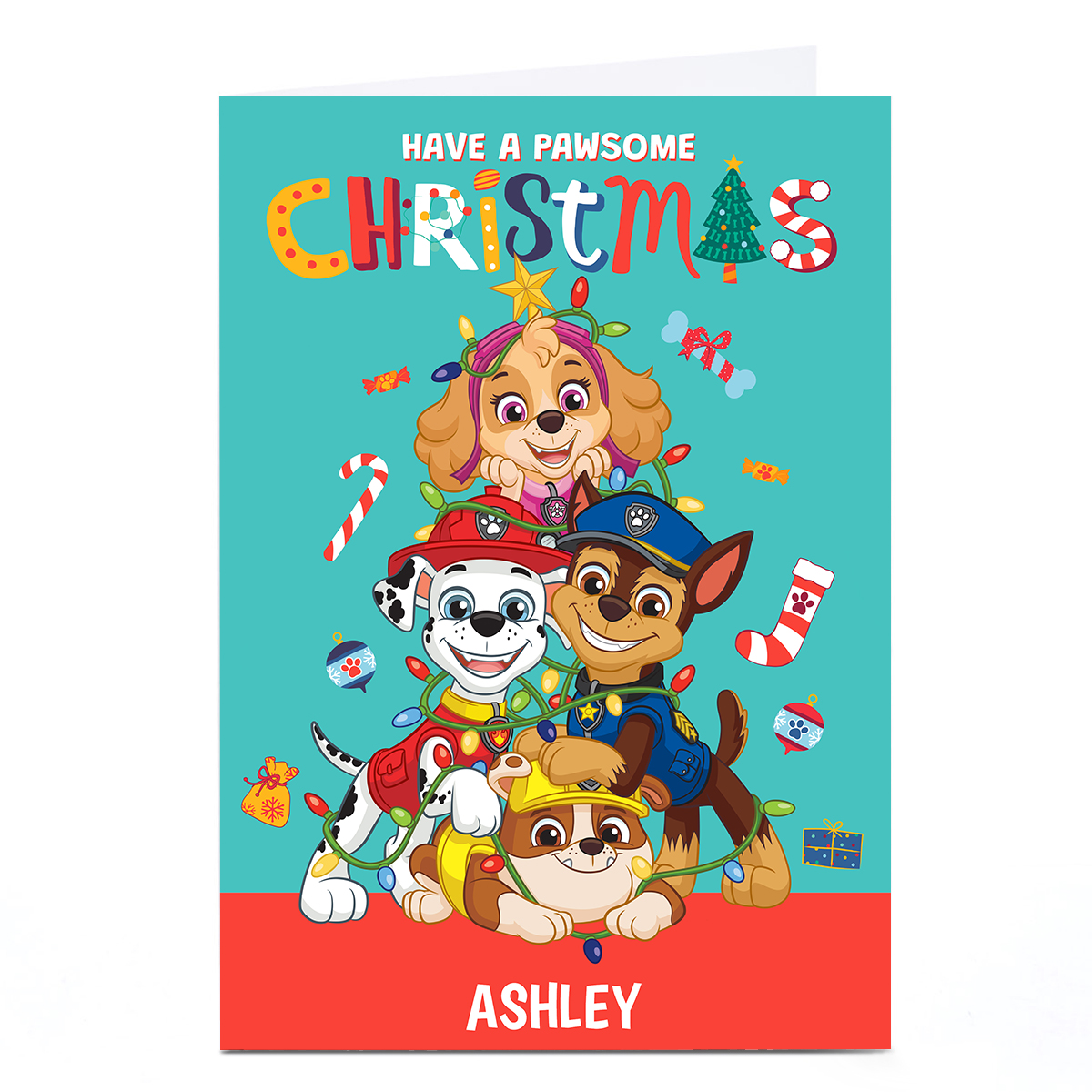 Personalised Paw Patrol Christmas Card - Name