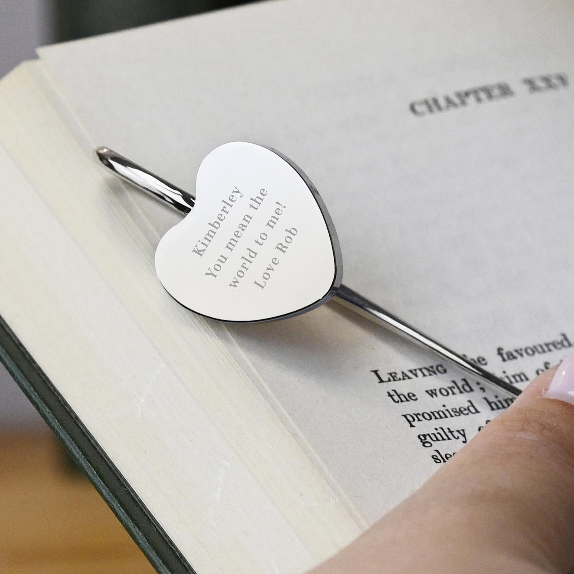 Personalised Engraved Silver Heart Bookmark