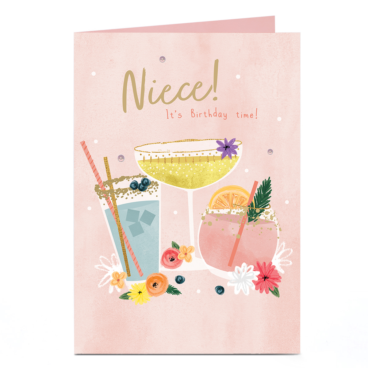 Birthday Card - Birthday Time Cocktails, Niece