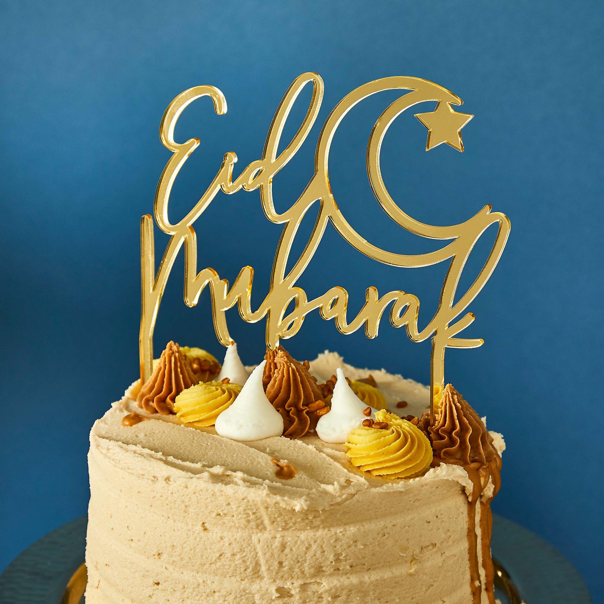 Gold Eid Mubarak Acrylic Cake Topper
