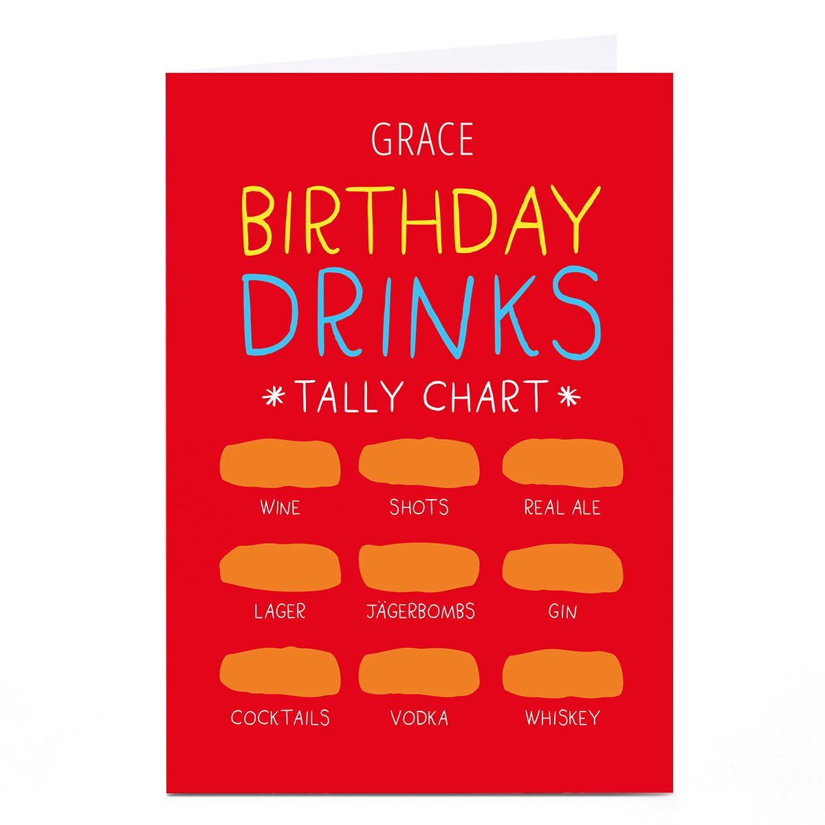 Personalised Smiley Happy People Birthday Card - Drinks Tally Chart