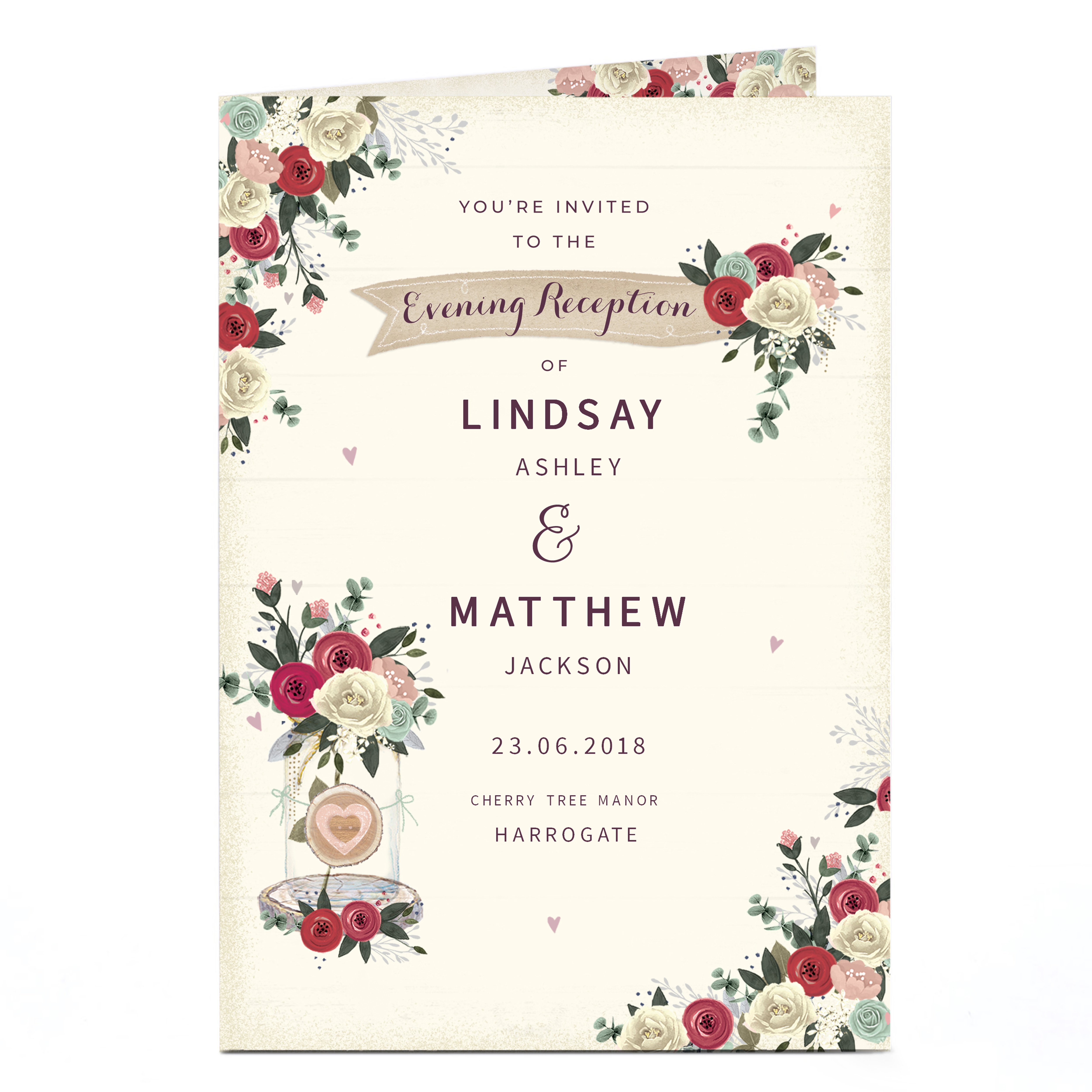 Personalised Evening Reception Invitation - Roses