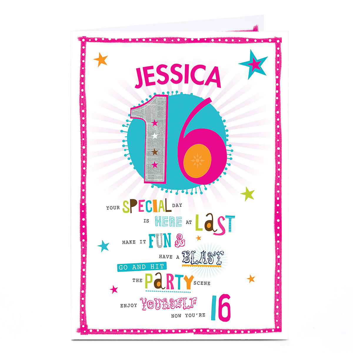 Personalised 16th Birthday Card - Have A Blast