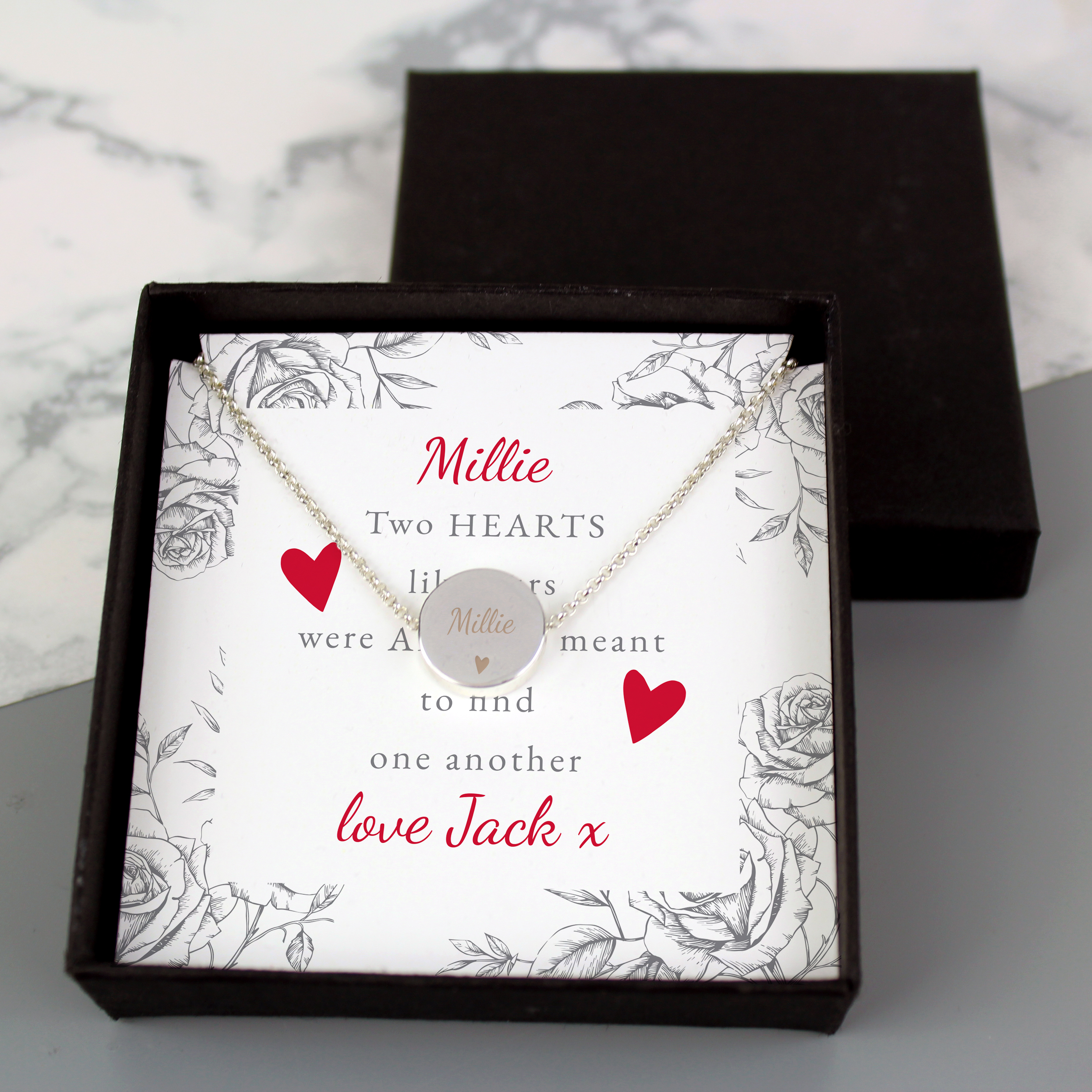Personalised Silver Plated Heart Necklace and Box
