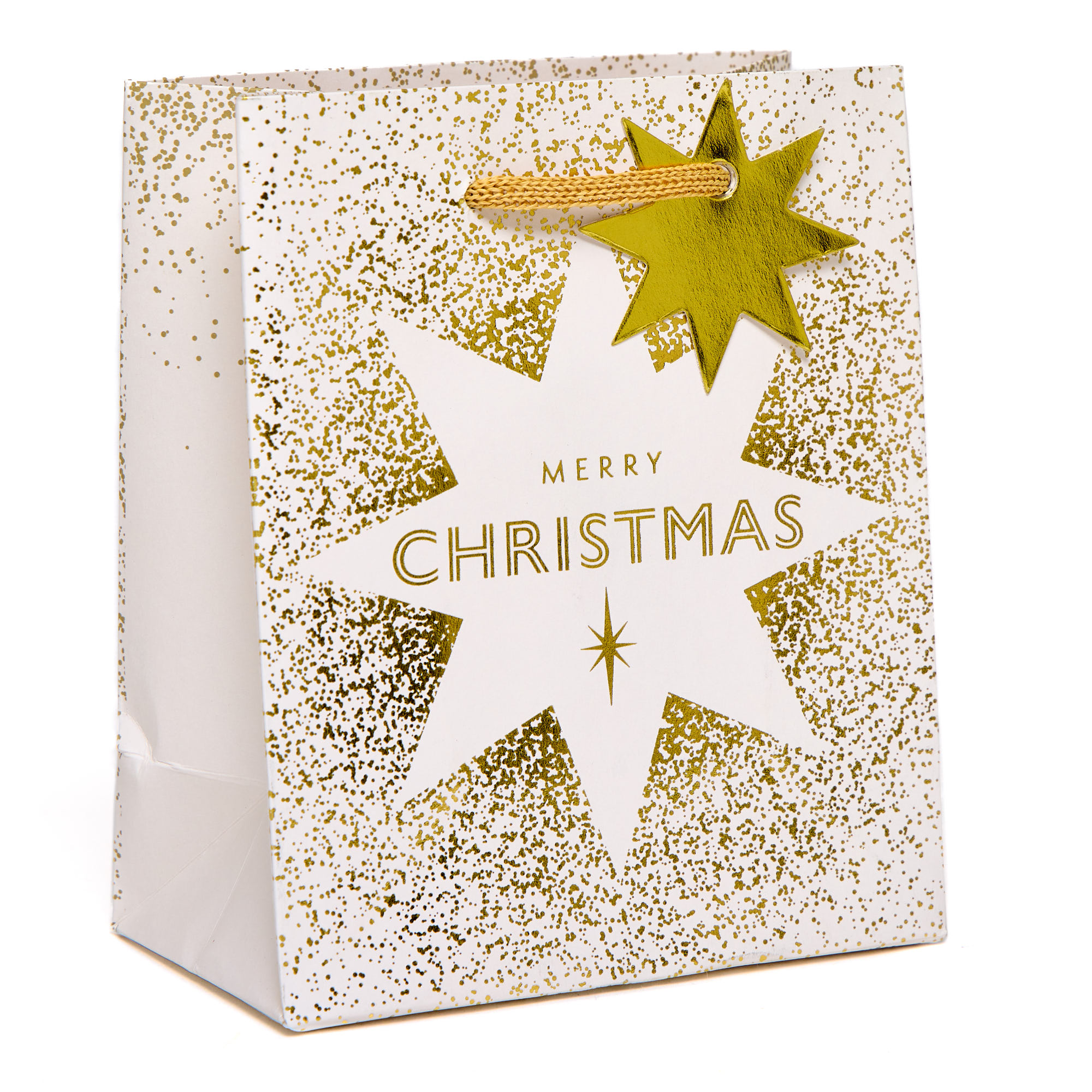 Cream & Gold Star Small Portrait Christmas Gift Bag