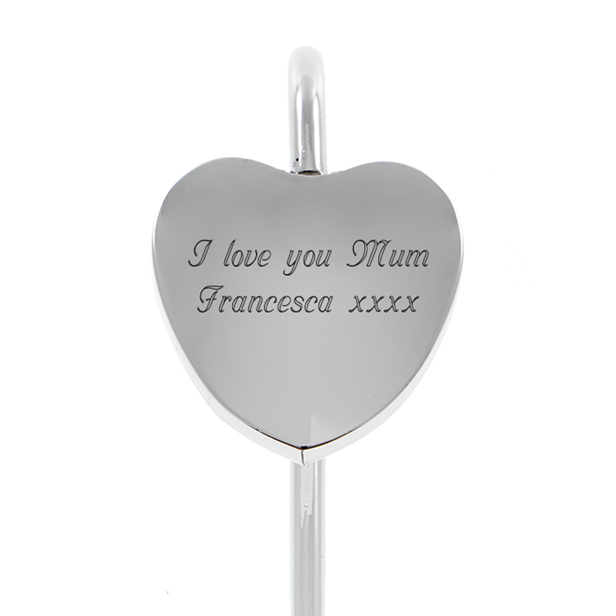 Personalised Engraved Silver Heart-Shaped Bookmark