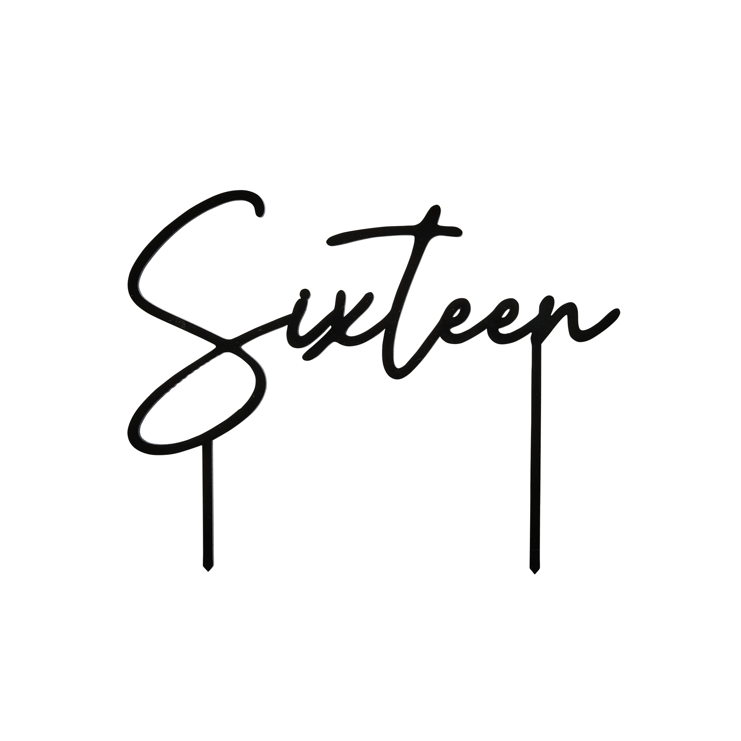 Black Sixteen Acrylic Cake Topper