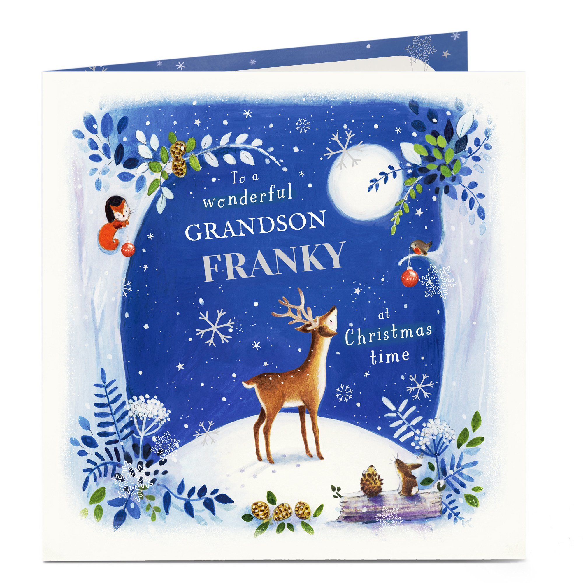 Personalised Christmas Card - Festive Woodland Grandson