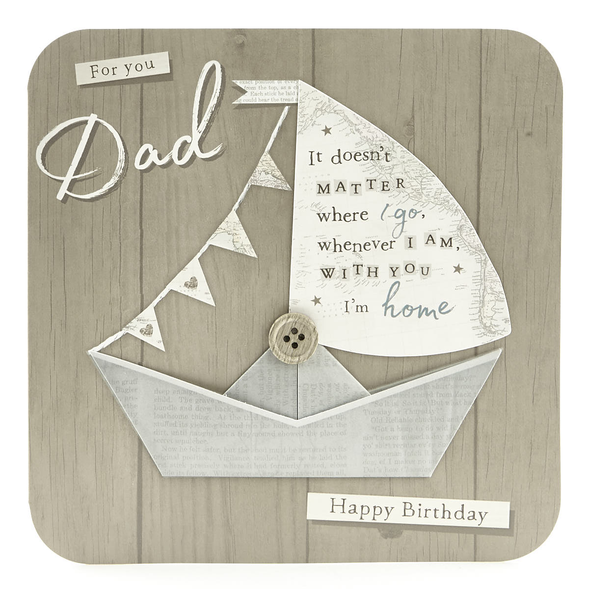 VIP Collection Birthday Card - Dad Paper Boat